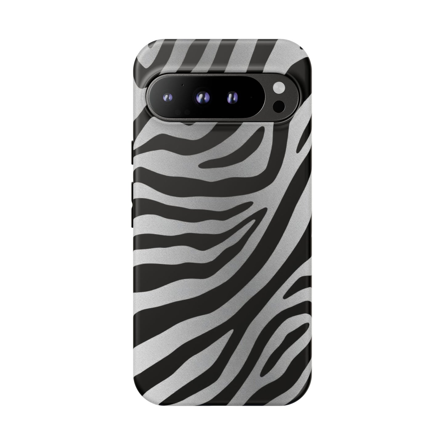 Zebra Print Tough Phone Case - Silver