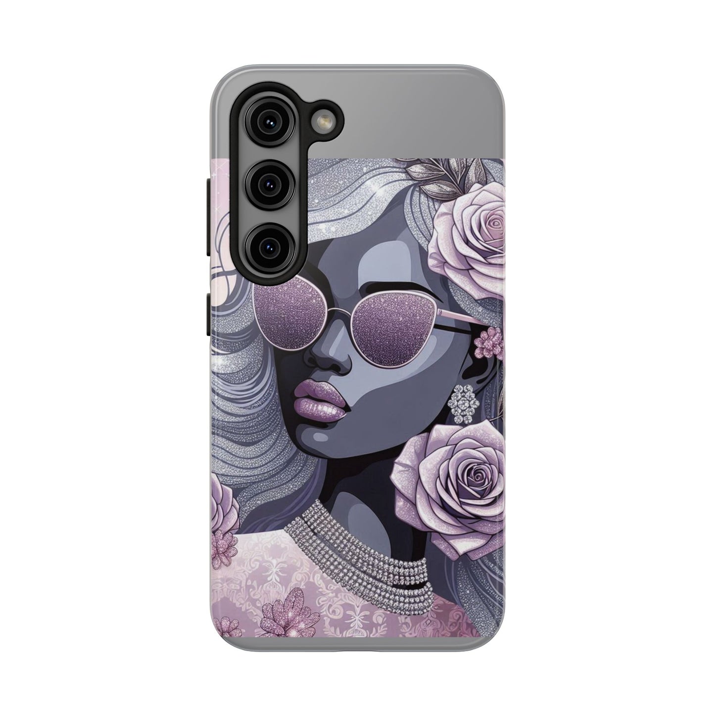 Glamorous Floral Tough Phone Case - Chic Protection for Trendsetters - Lilac & Lavender