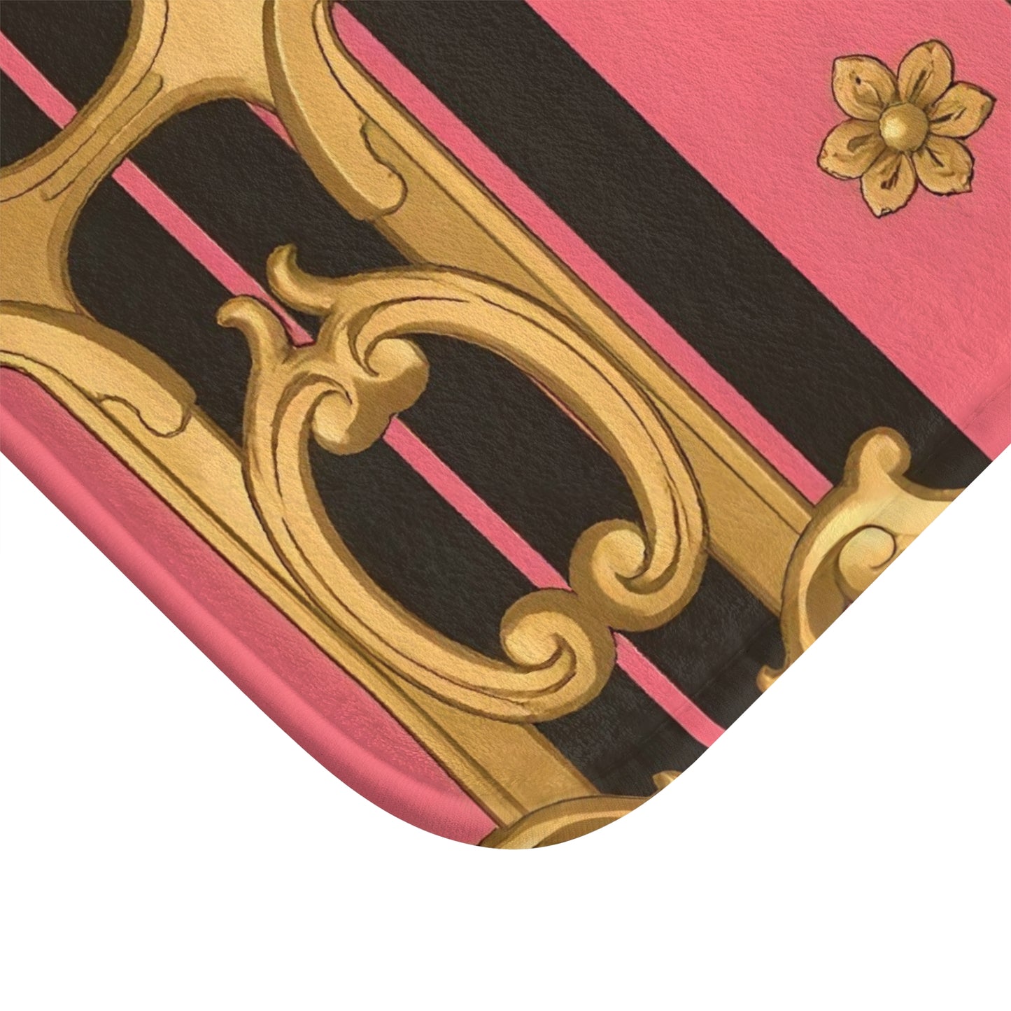 Elegant Pink and Gold Bath Mat, Luxurious Bathroom Décor, Stylish Home Accessory, Perfect for Gifting, Fashionable Décor Idea