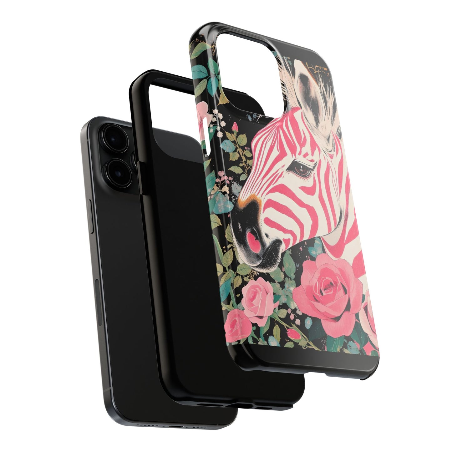 Pink Zebra Tough Phone Case - Trendy Floral Design for Animal Lovers