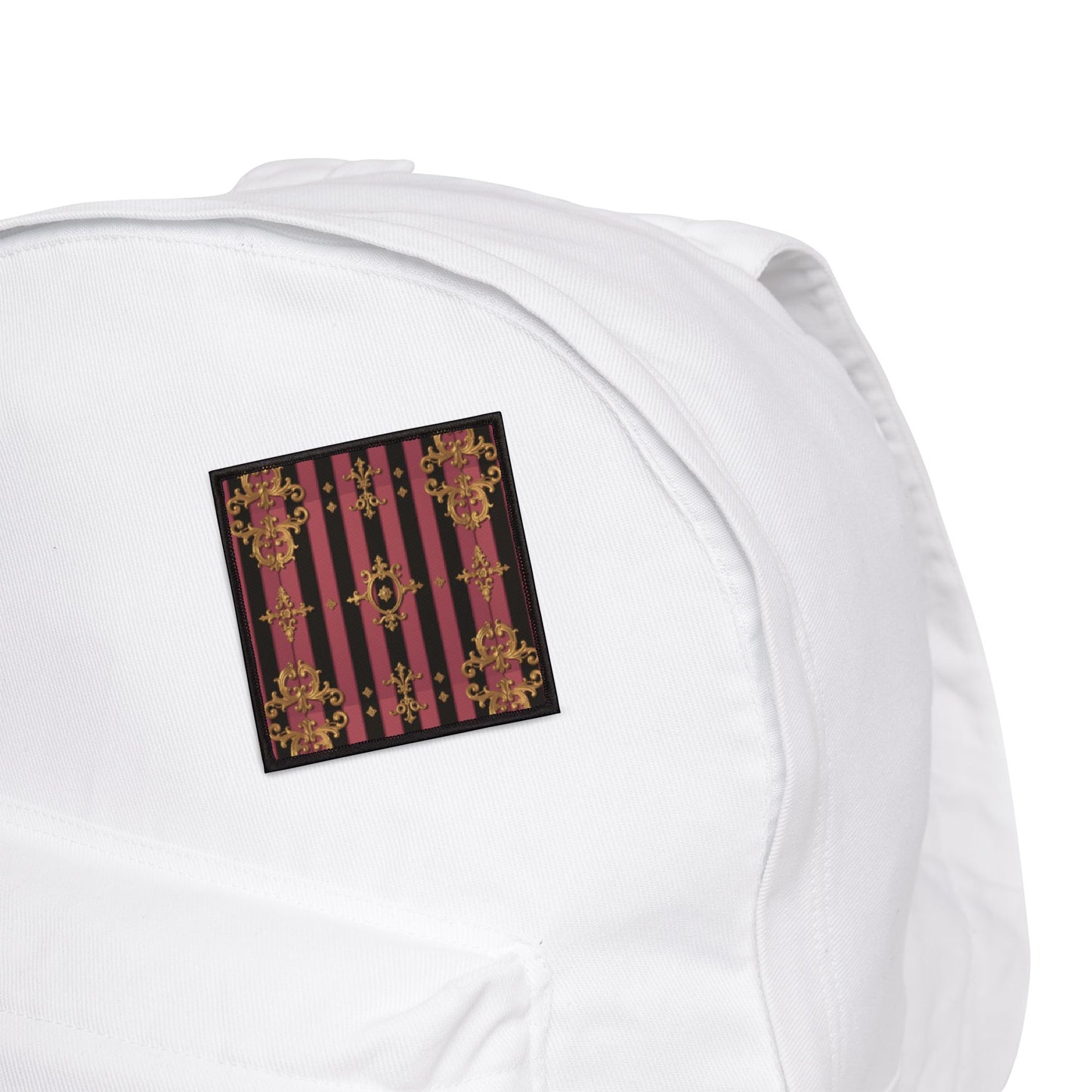 Black & Mauve Striped Gold Baroque-Inspired Iron-On Patches for Jackets, Bags, and Crafts - Perfect for Creative DIY Projects