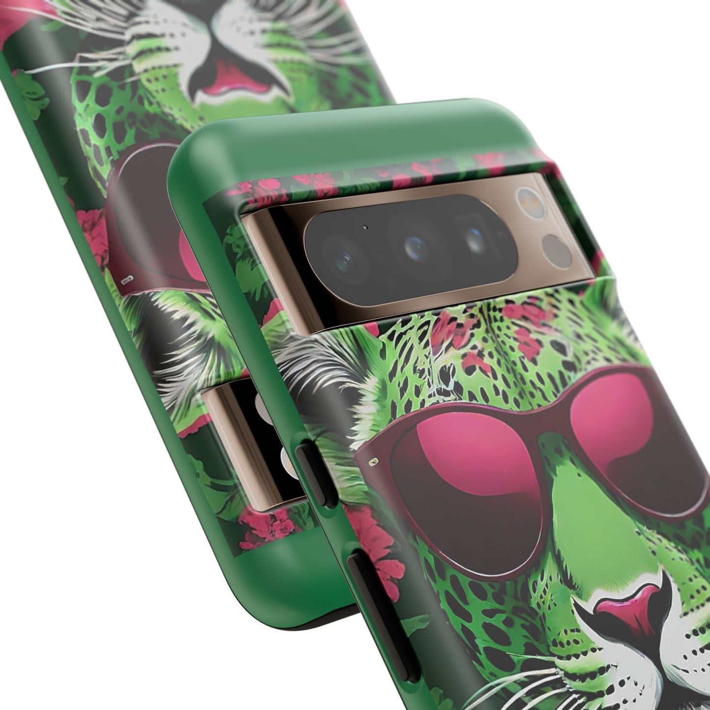 Phone Case - Lime Green & Burgundy Leopard In Sunglasses Design