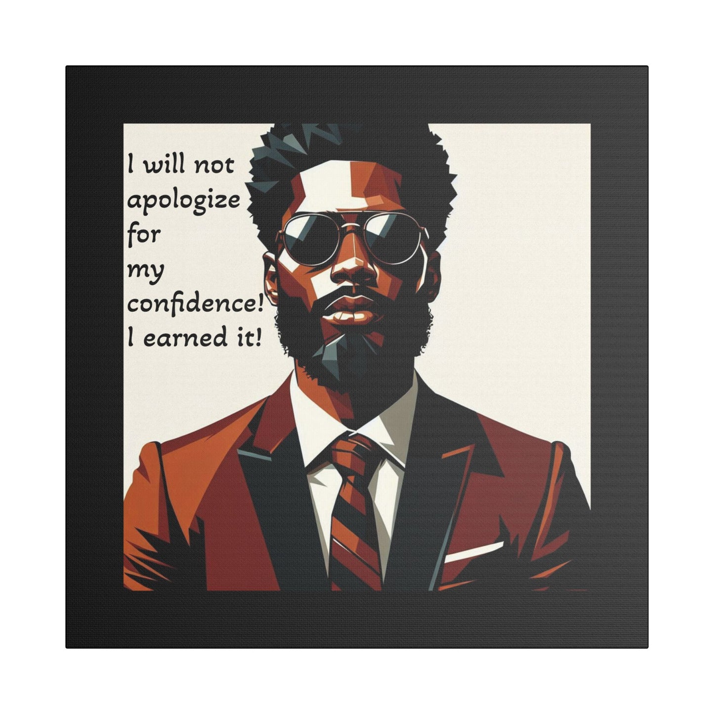 Afro Art Print Canvas, Wall Decor, Satin Stretched Canvas, African American Art, Office Decor, Home Decor - Confident Man In Suit