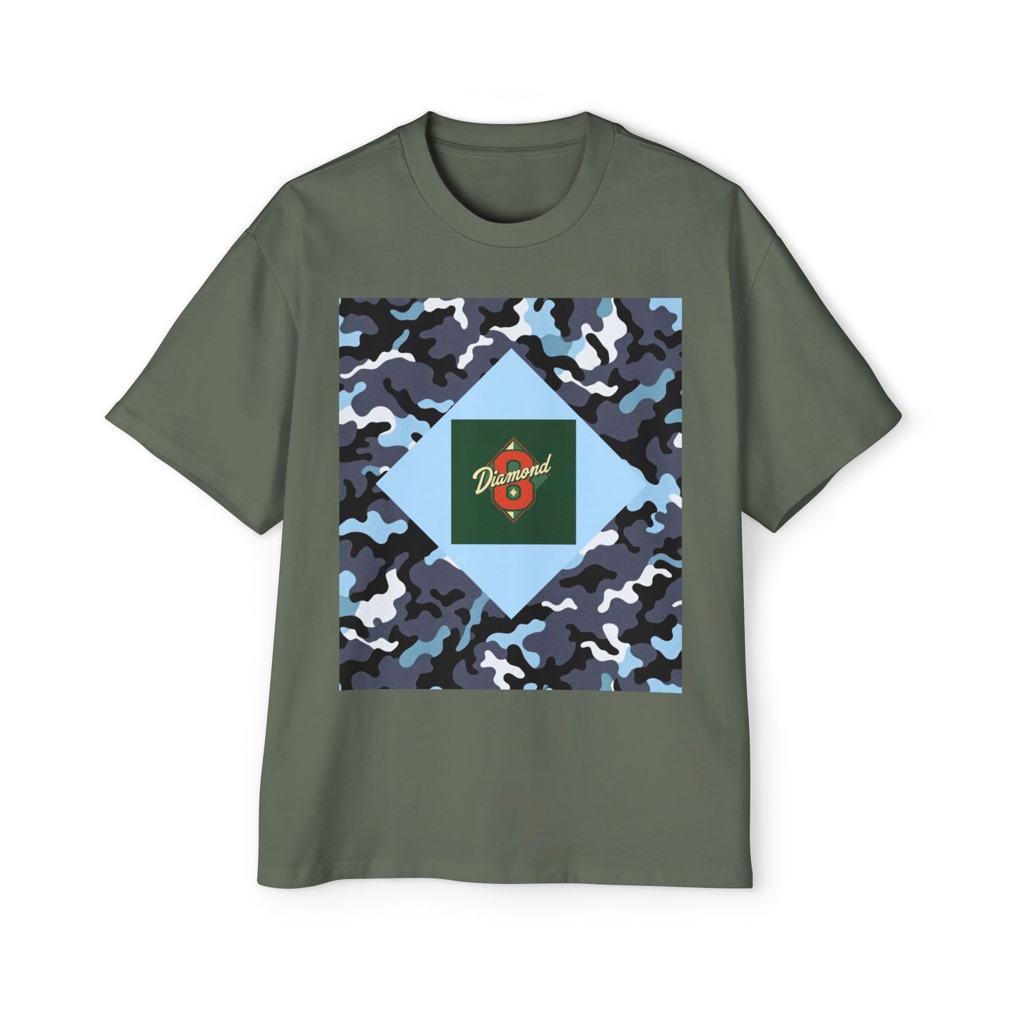 Men's Oversized Camo Tee, Casual Streetwear, Graphic T-Shirt, Trendy Outfit, Gift for Him, Relaxed Fit Top - Camo & Diamond 8