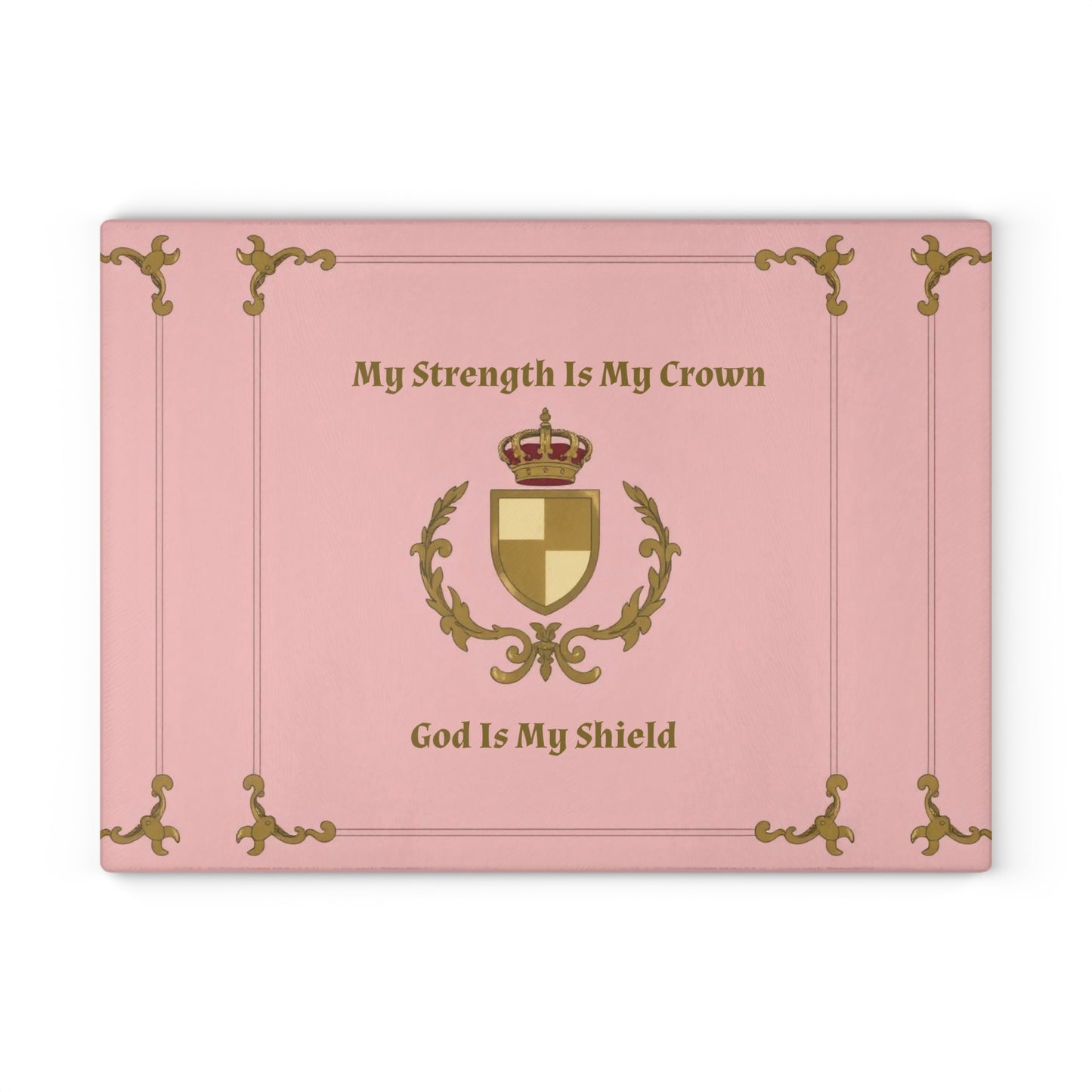 Crest & Crown Spiritual Quote Glass Cutting Board with Inspirational Quote, Kitchen Decor, Gift for Home, Wedding Present, Housewarming Gift
