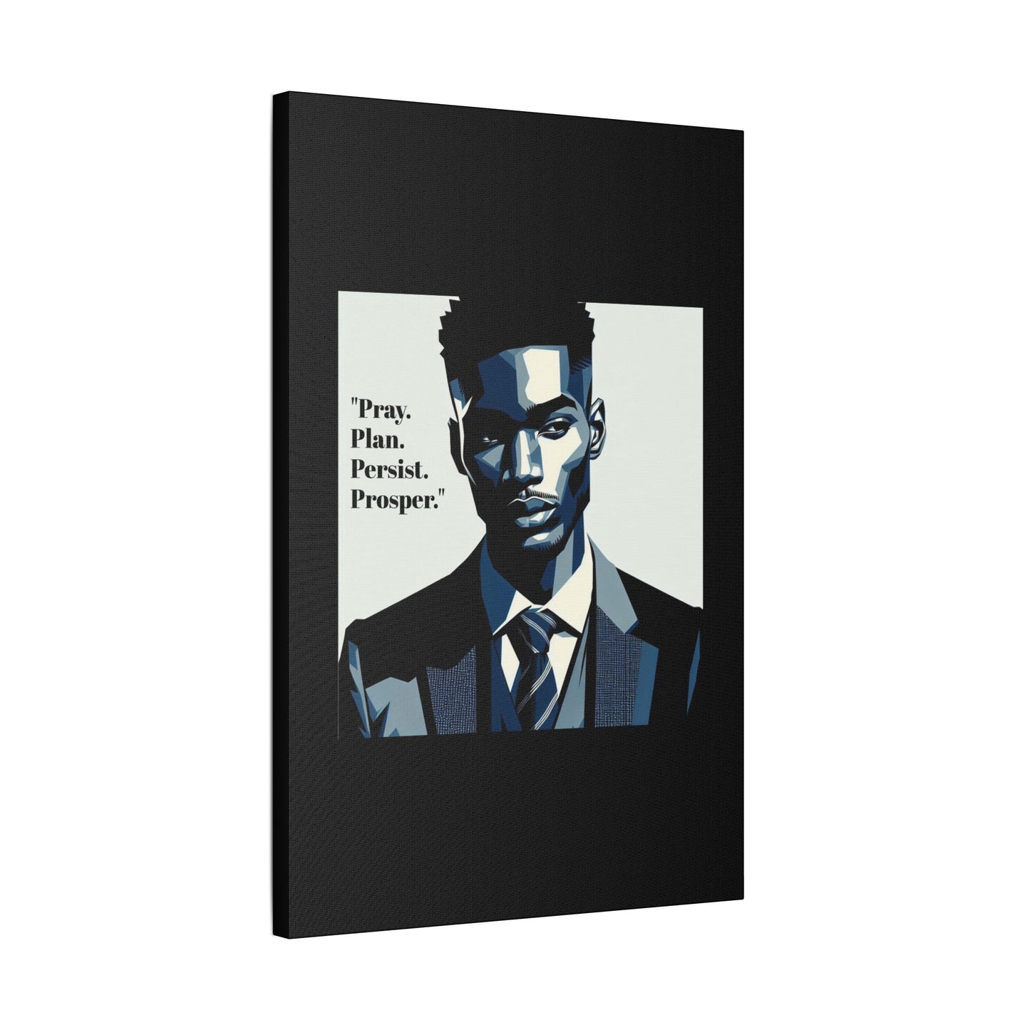Afro Art Print Canvas, Wall Decor, Satin Stretched Canvas, African American Art, Office Decor, Home Decor - "Pray. Plan. Persist. Prosper."