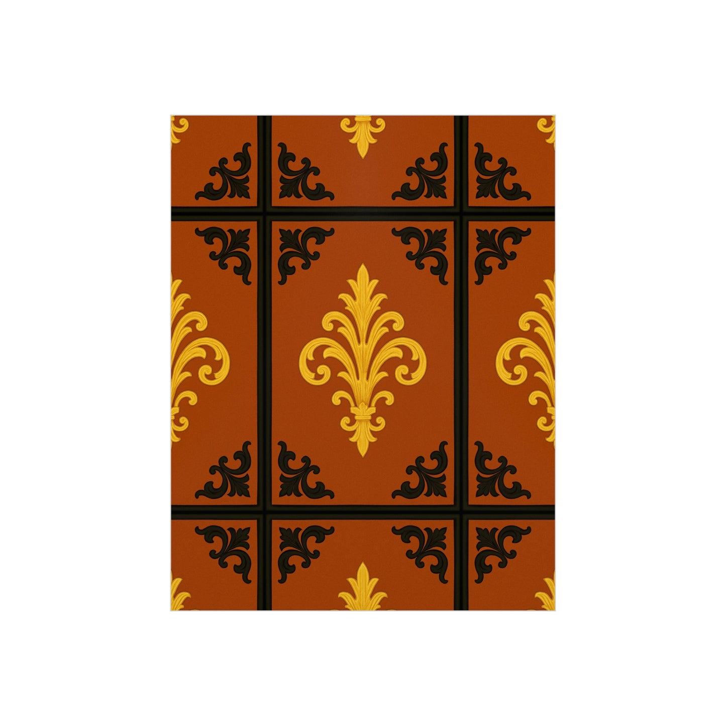 Dusk Terracotta Baroque Foam Board — Baroque Pattern Wall Art (Dusk Terracotta, Gold & Black)
