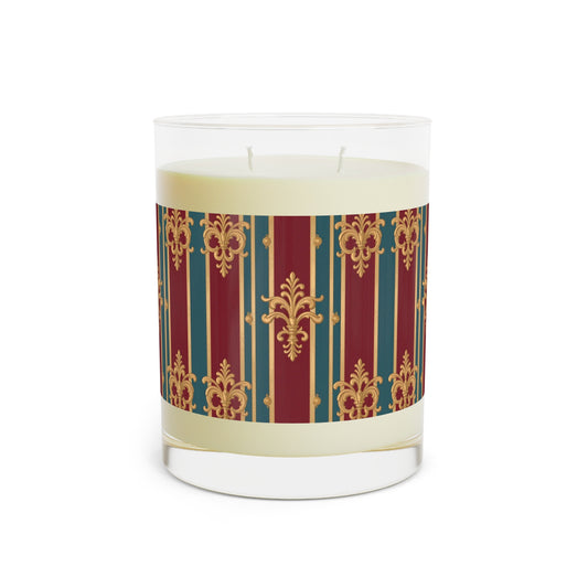 Elegant Vintage Scented Candle - Perfect for Home Decor, Relaxation, Gifts, Aromatherapy, and Special Occasions - Burgundy Striped Gold Baroque