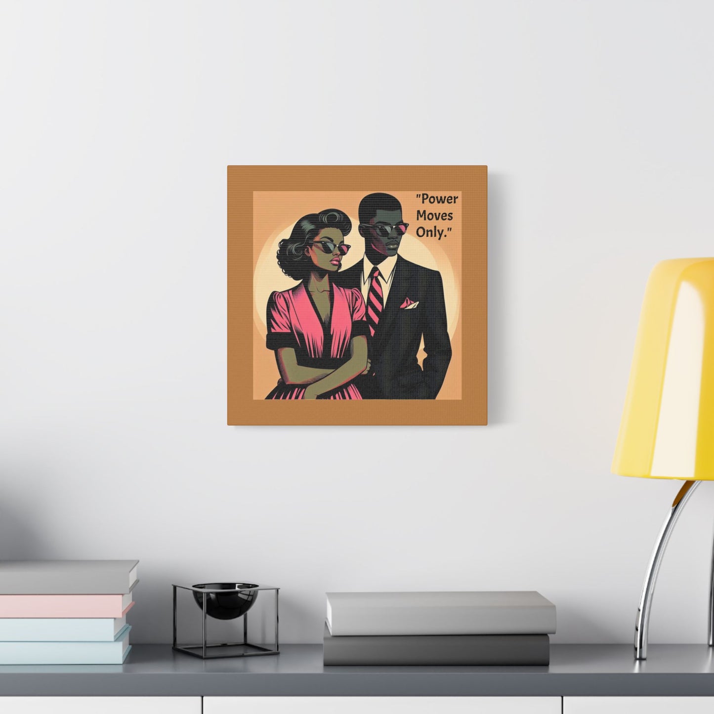 Afro Art Print Canvas, Wall Decor, Satin Stretched Canvas, African American Art, Office Decor, Home Decor - "Power Moves Only."