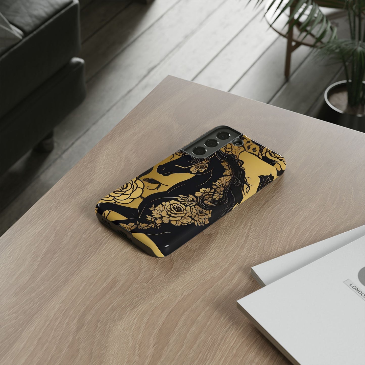Phone Case - Elegant Horse & Roses Design