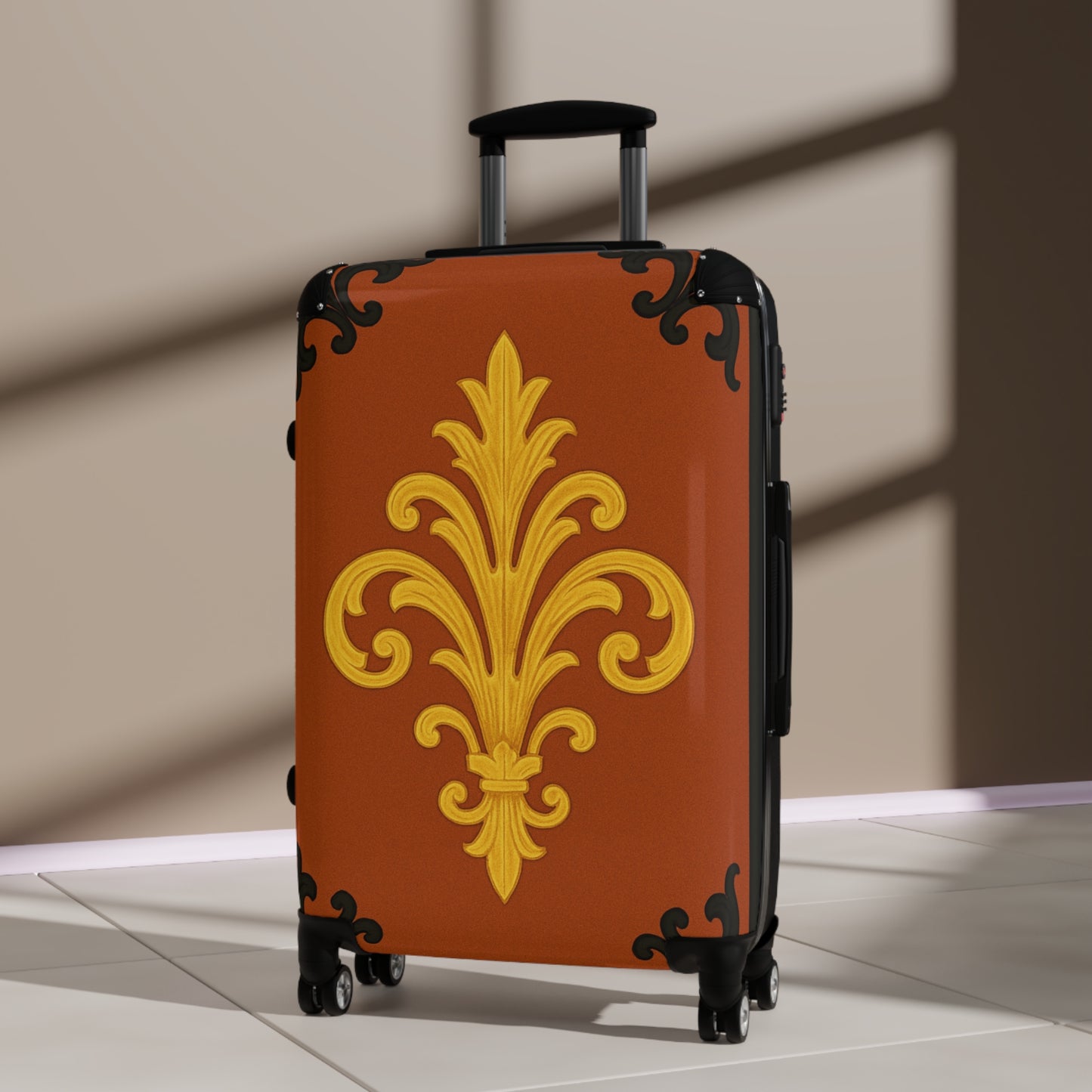 Dusk Terracotta Baroque Carry-On Suitcase – Vintage Baroque Travel Luggage