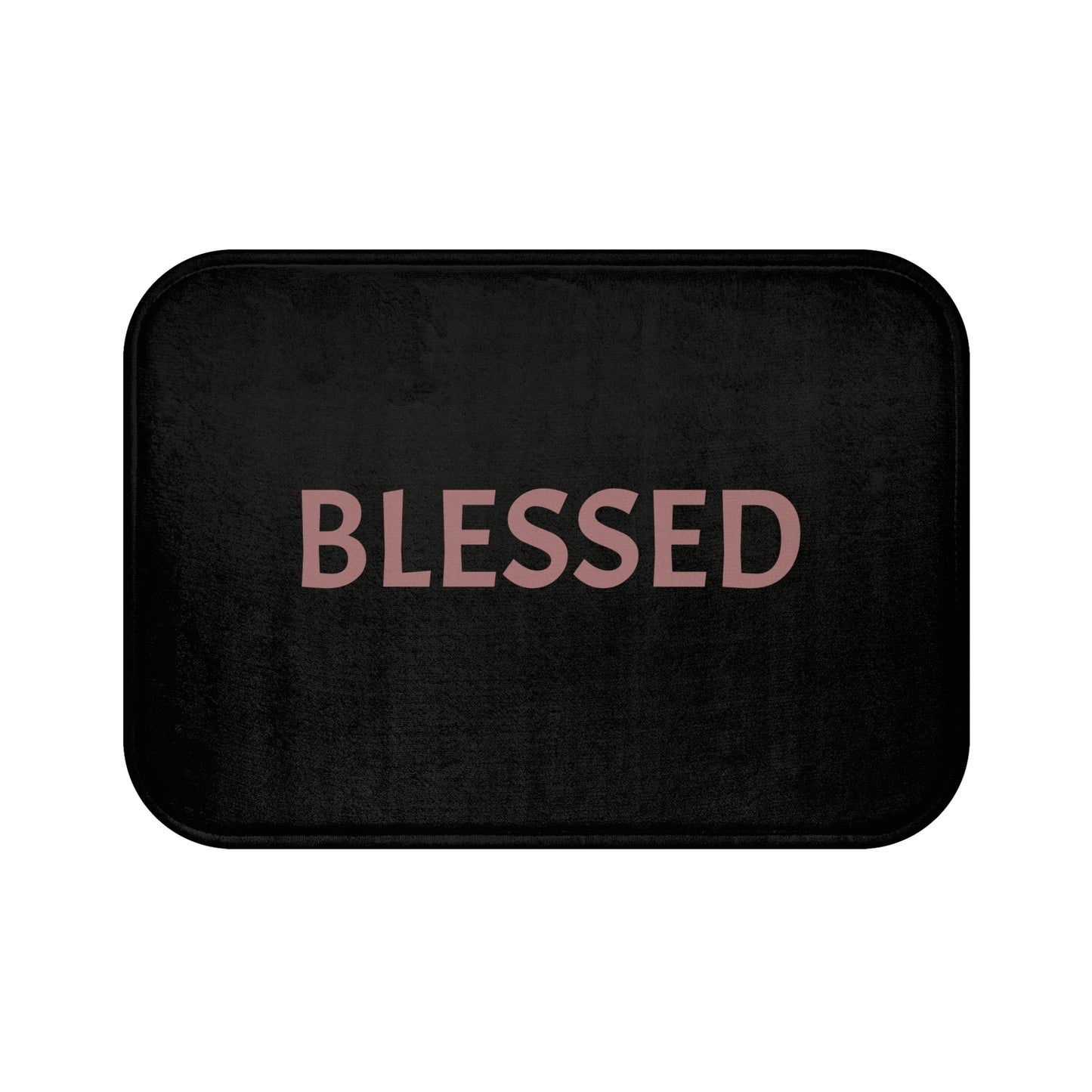 Blessed Bath Mat, Inspirational Home Decor, Religious Gift, Bathroom Accessory, Cozy Rug, Housewarming Gift - Mauve Lettering