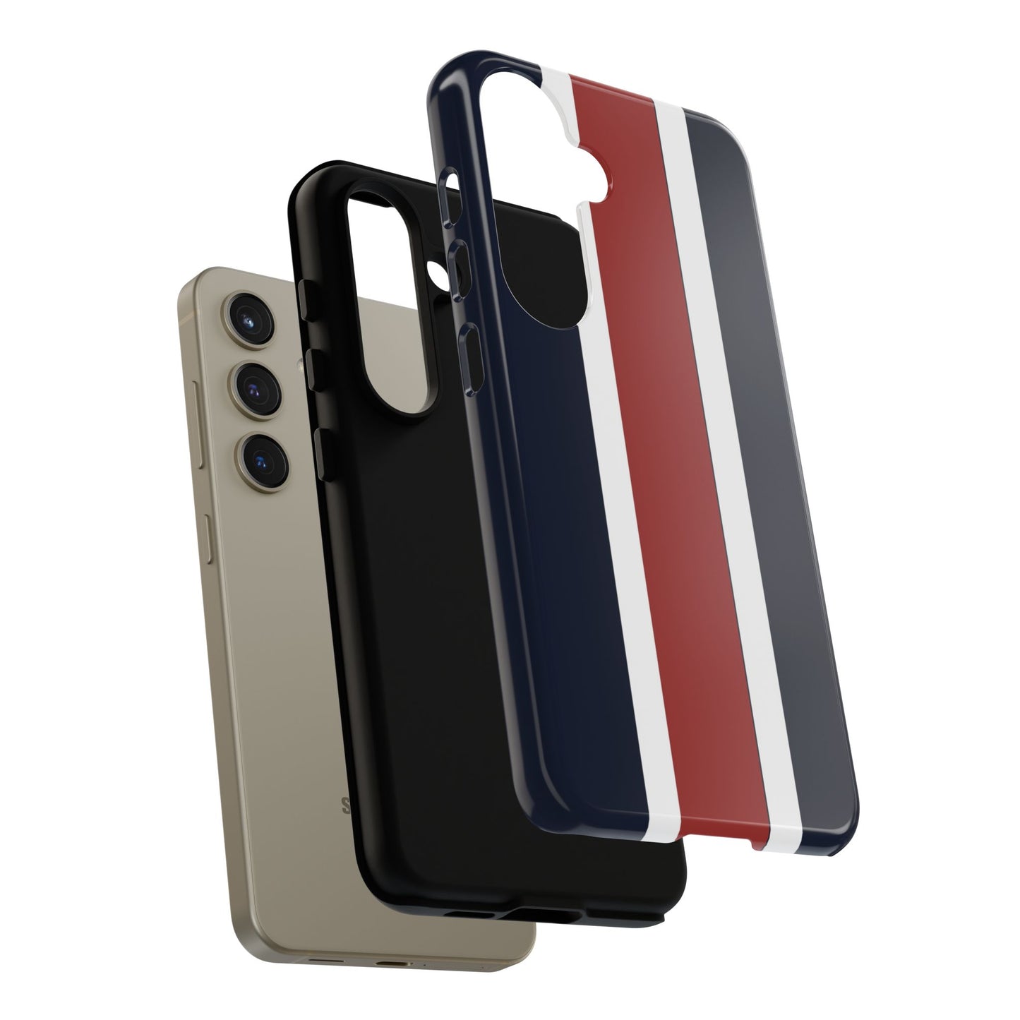 Lunar Midnight & Red-White Striped Stylish Phone Case - Tough Cases, Custom iPhone Cover, Sleek Phone Accessories, Gifts for Him/Her