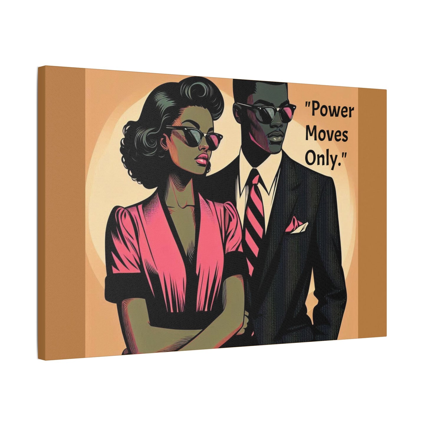 Afro Art Print Canvas, Wall Decor, Satin Stretched Canvas, African American Art, Office Decor, Home Decor - "Power Moves Only."