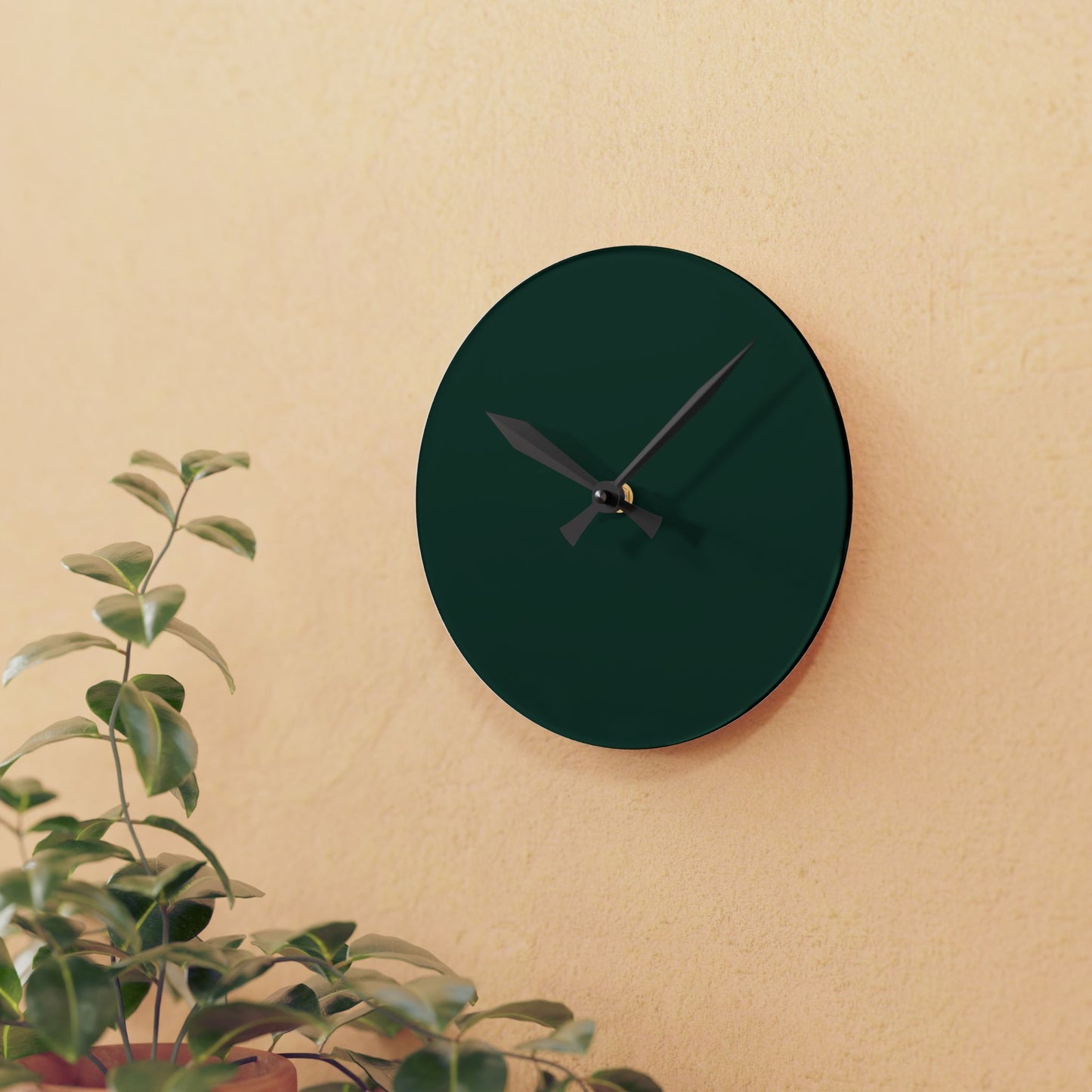 Modern Midnight Green Minimalist Acrylic Wall Clock, Home Decor, Stylish Timepiece, Gift for Housewarming, Office or Living Room, Green Accent