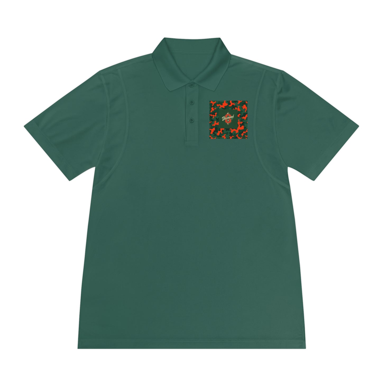 Men's Sport Polo Shirt, Casual Wear, Gym Shirt, Summer Outing, Gift for Dad, Outdoor Activities - Green & Orange Camo Diamond 8