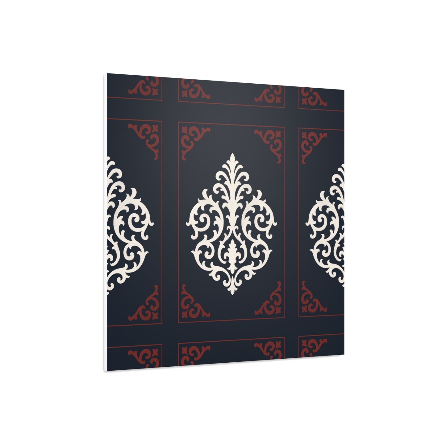 Dusk Blue-Maroon & White Baroque Foam Board Wall Art — Blue, White & Maroon Pattern