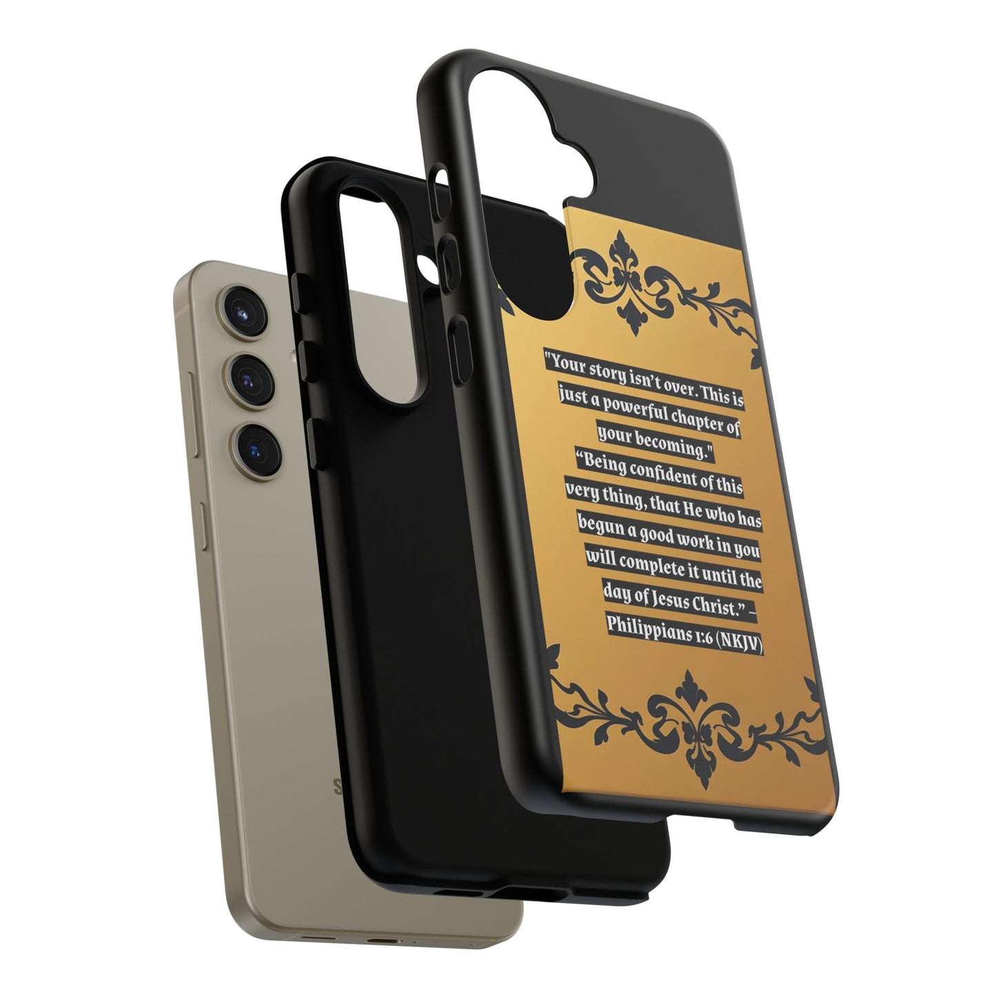 Elegant Floral Motif Phone Case - Tough Cases with Vintage Design - "Your story isn't over"