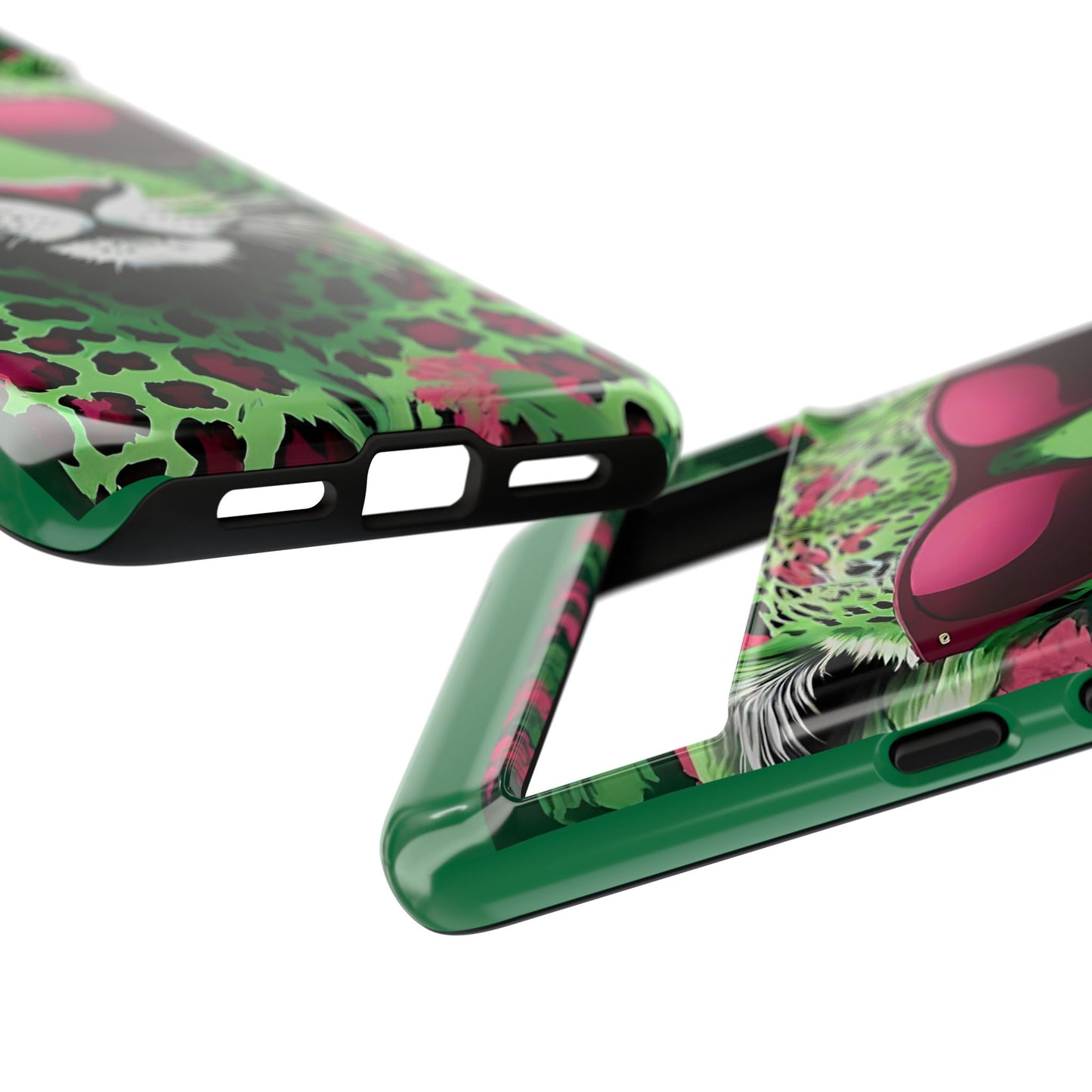 Phone Case - Lime Green & Burgundy Leopard In Sunglasses Design