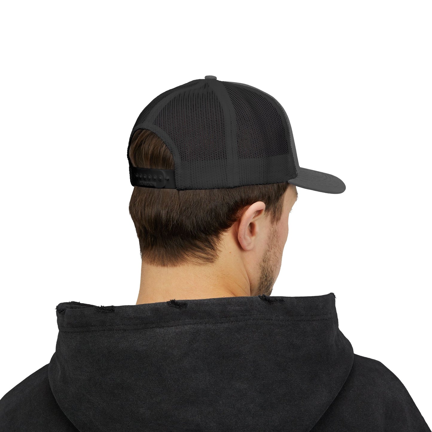 Vintage Navy Stripes & Baroque Trucker Cap — Retro 'VINTAGE' Embroidered Snapback