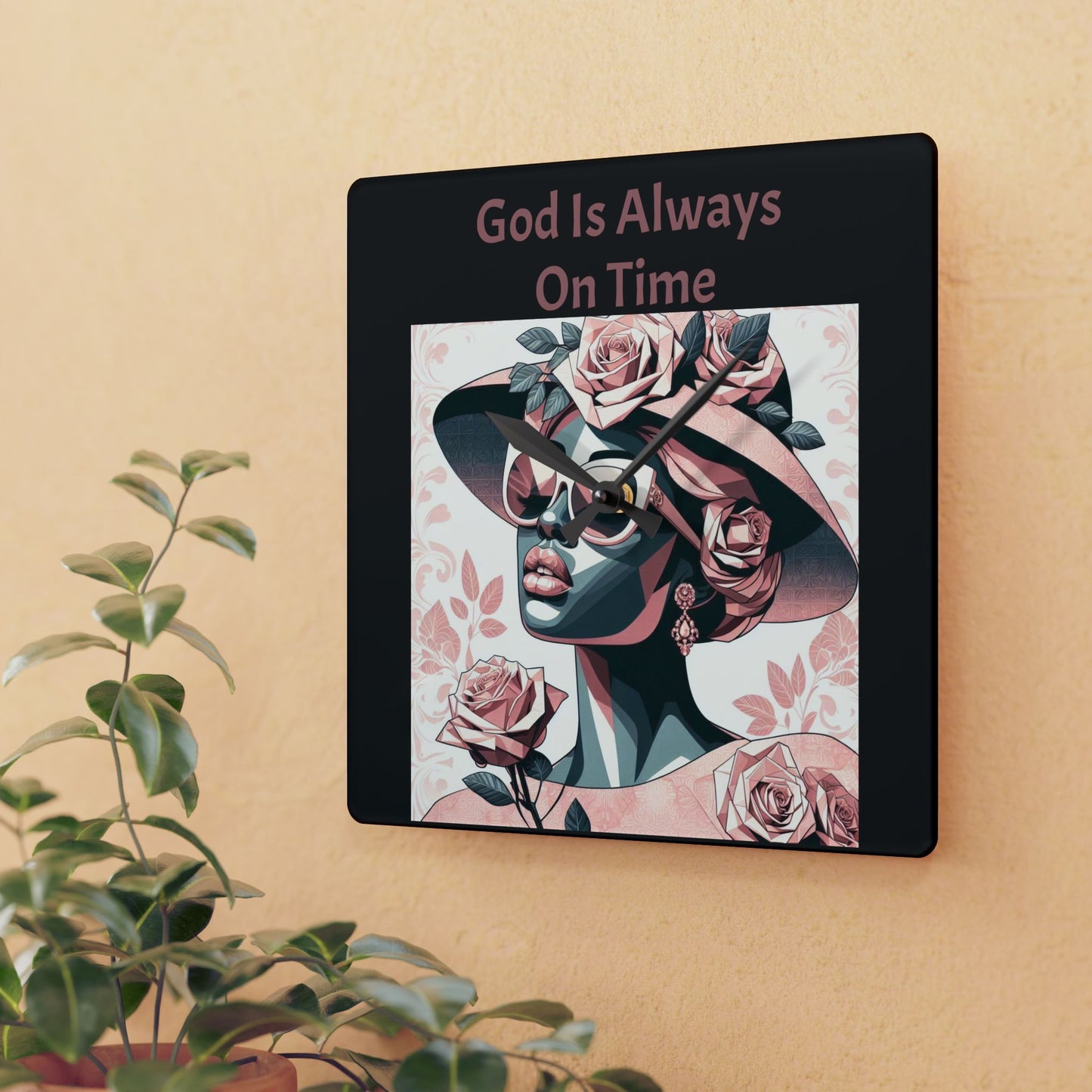 Modern Inspirational Acrylic Wall Clock - God Is Always On Time, Home Decor, Gift for Her, Wall Art, Motivational Decor