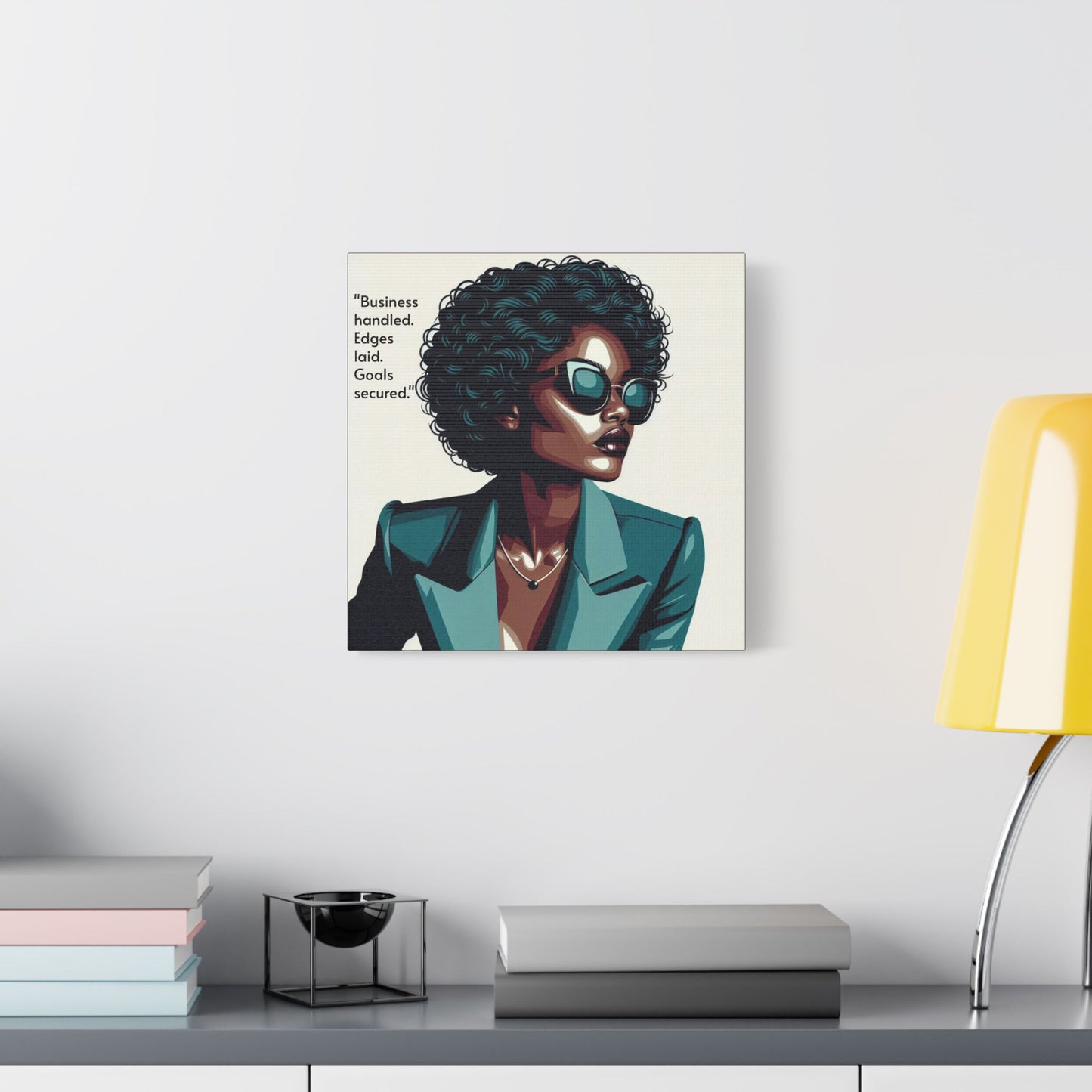 Afro Art Print Canvas, Wall Decor, Satin Stretched Canvas, African American Art, Office Decor, Home Decor - "Business handled."