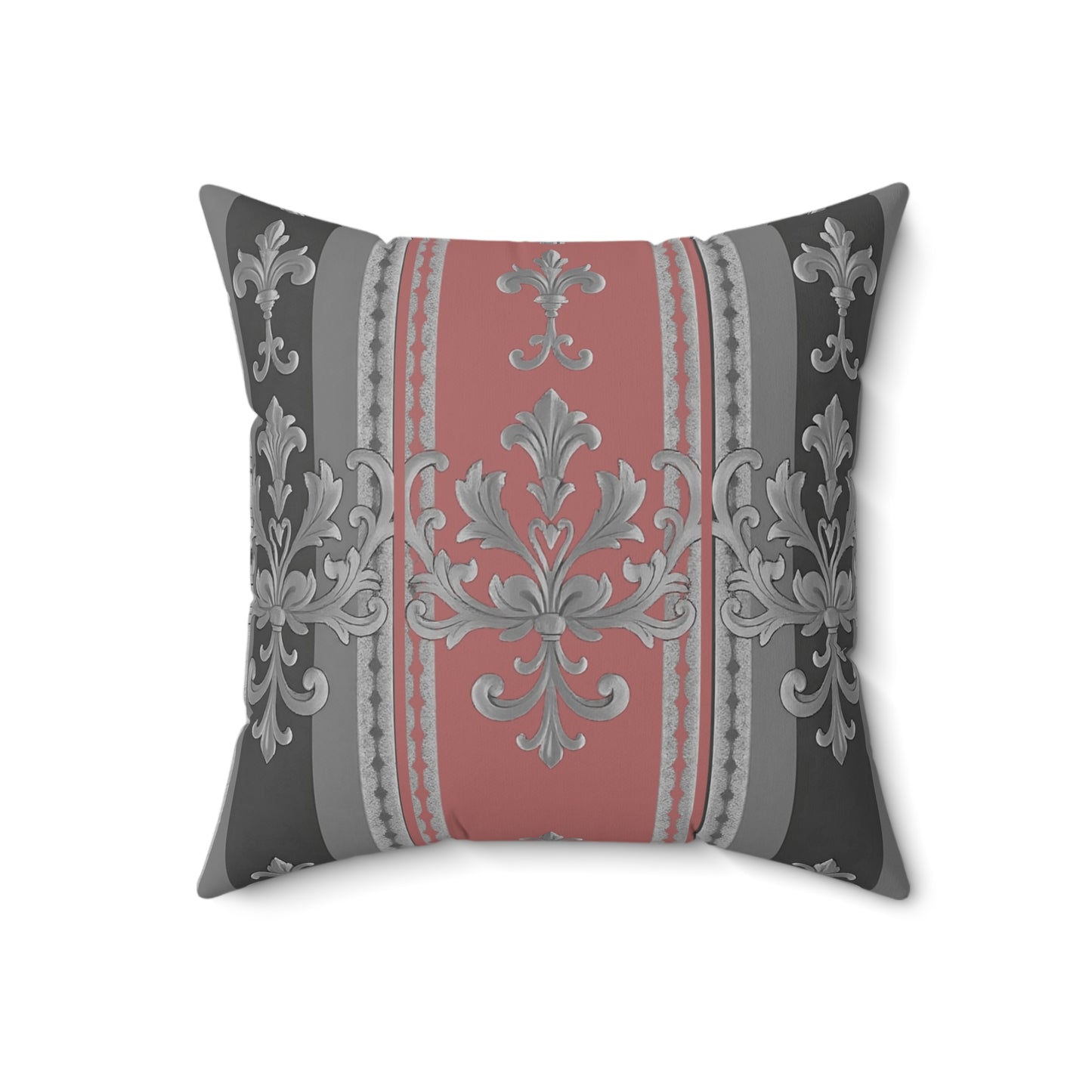 Elegant Floral Design Pillow, Decorative Cushion for Home, Luxury Throw Pillow, Gift for Her, Sofa Accent - Gray & Mauve Striped Baroque