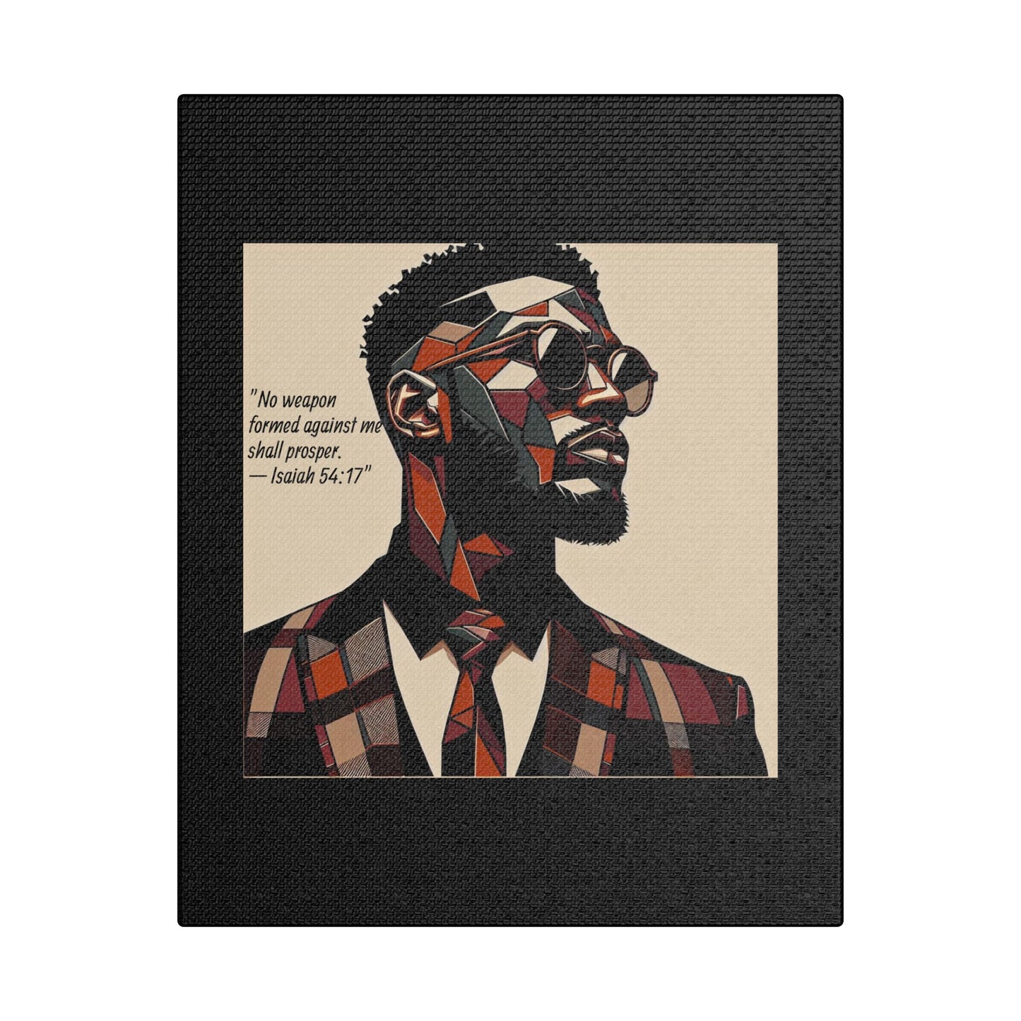 Afro Art Print Canvas, Wall Decor, Satin Stretched Canvas, African American Art, Office Decor, Home Decor - Isaiah 54:17