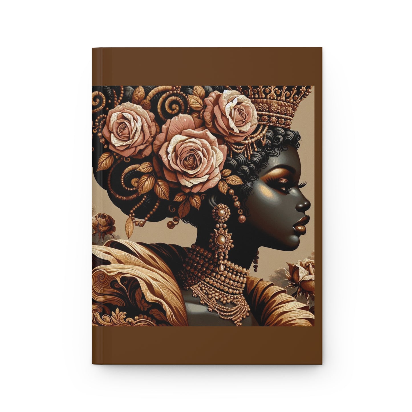Elegant Floral Hardcover Journal - Stylish Writing Notebook - Lady With Peach Roses Design