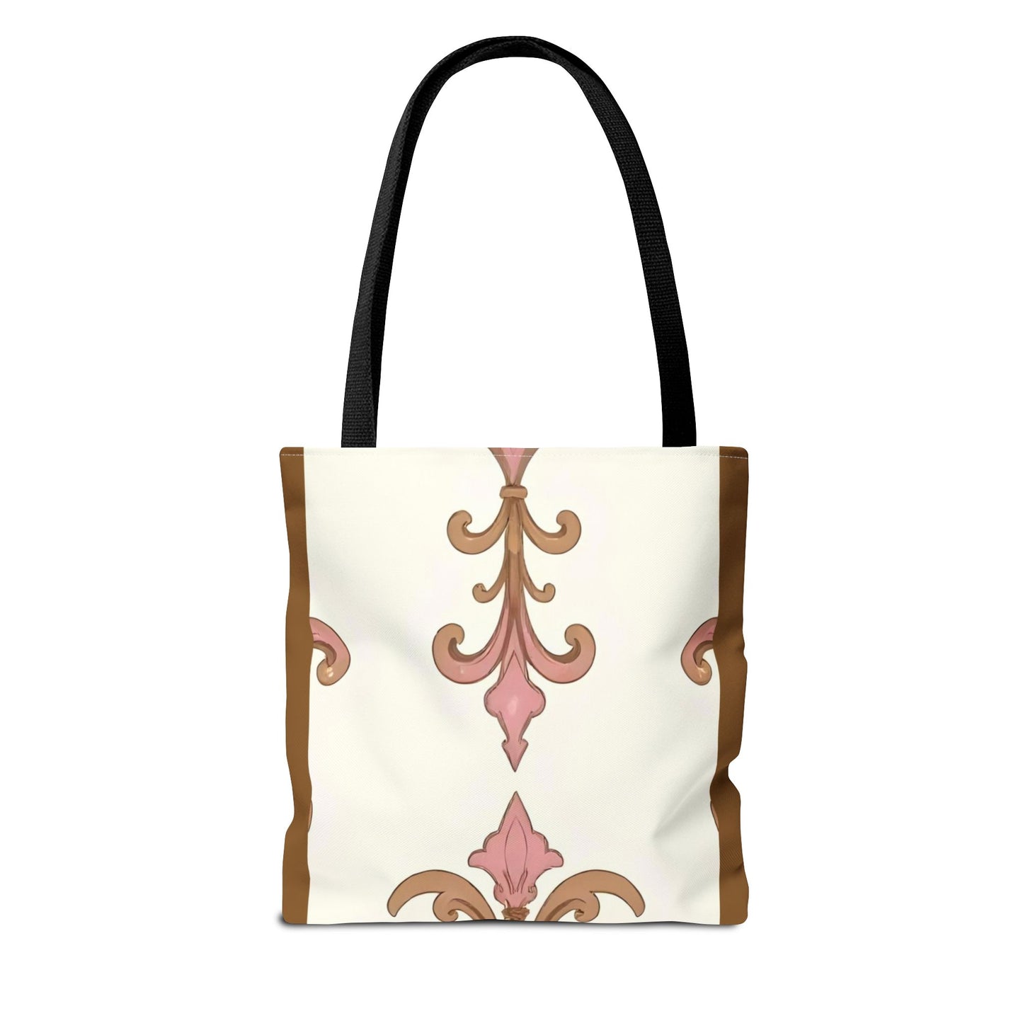 Elegant Floral Tote Bag - Perfect for Everyday Use, Shopping, Gifts, Summer Outings, and Special Occasions - Brown Striped Pink Arabesque