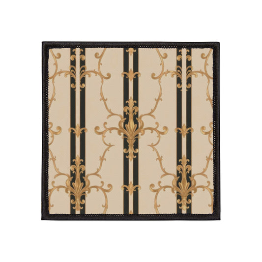 Chic Iron-On Patches, Vintage Decorative Patches for Jackets, Clothing Customization, Unique Fashion Accessories - Black & Beige Striped Damask