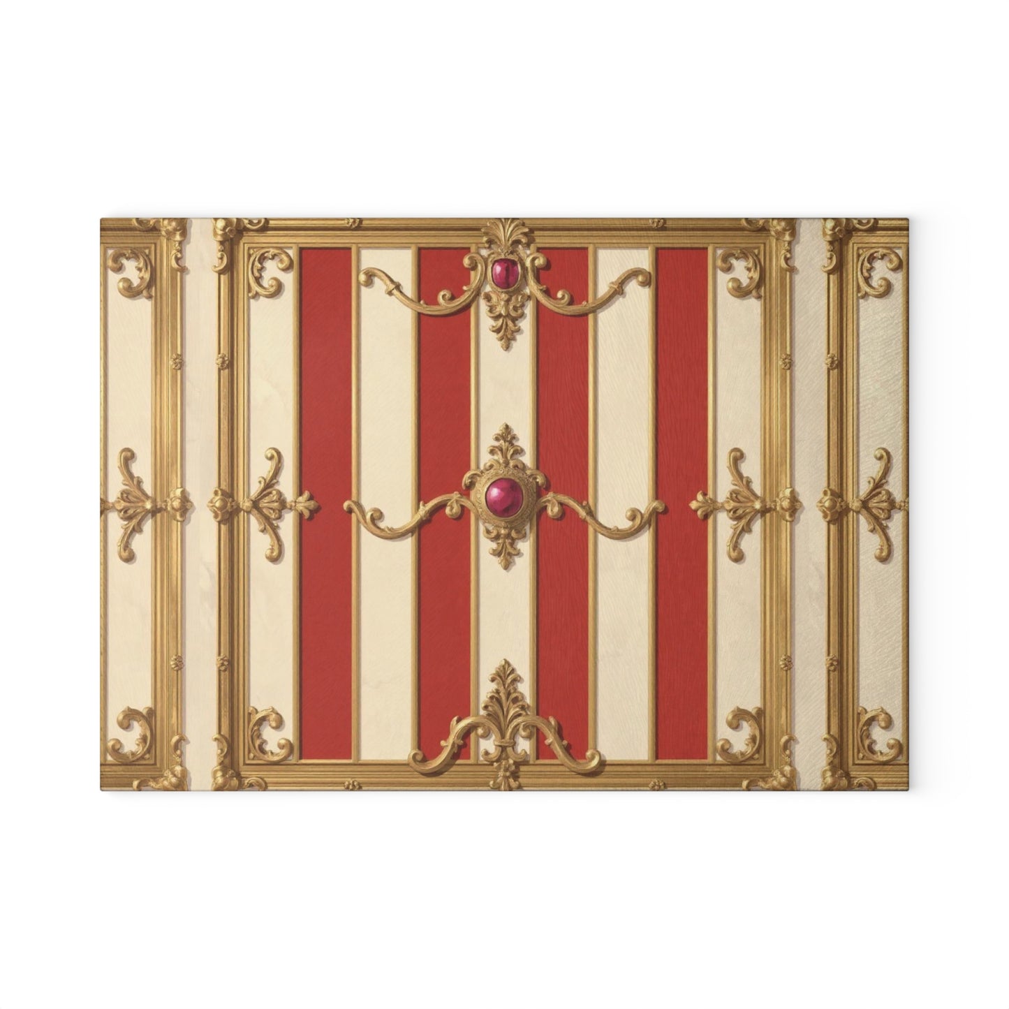 Elegant Baroque Pattern Glass Cutting Board – Perfect for Home Chefs and Culinary Gifts - Alabaster & Dusk Orange Striped Baroque