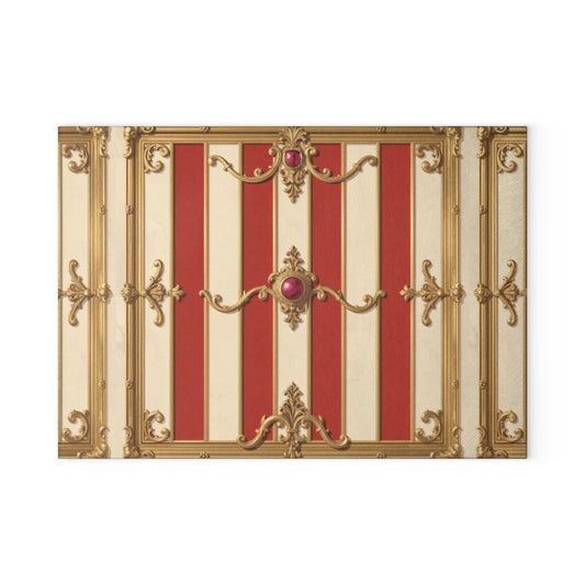 Elegant Baroque Pattern Glass Cutting Board – Perfect for Home Chefs and Culinary Gifts - Alabaster & Dusk Orange Striped Baroque