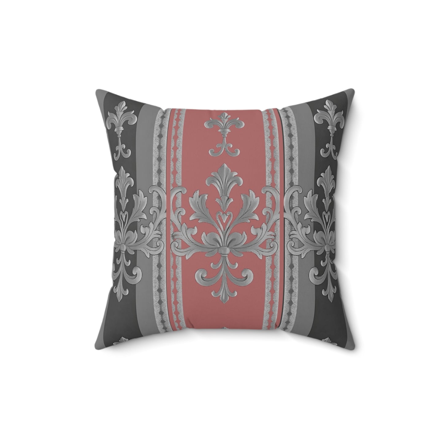 Elegant Floral Design Pillow, Decorative Cushion for Home, Luxury Throw Pillow, Gift for Her, Sofa Accent - Gray & Mauve Striped Baroque