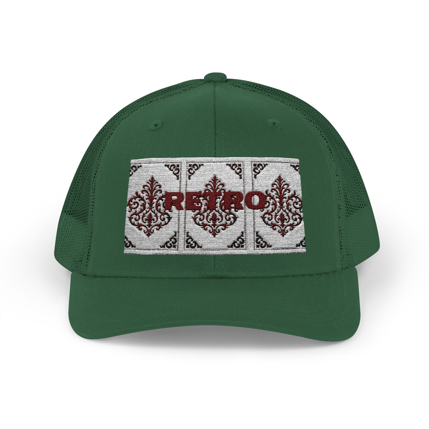 Retro Baroque Trucker Cap — Almond Beige & Brown Snapback
