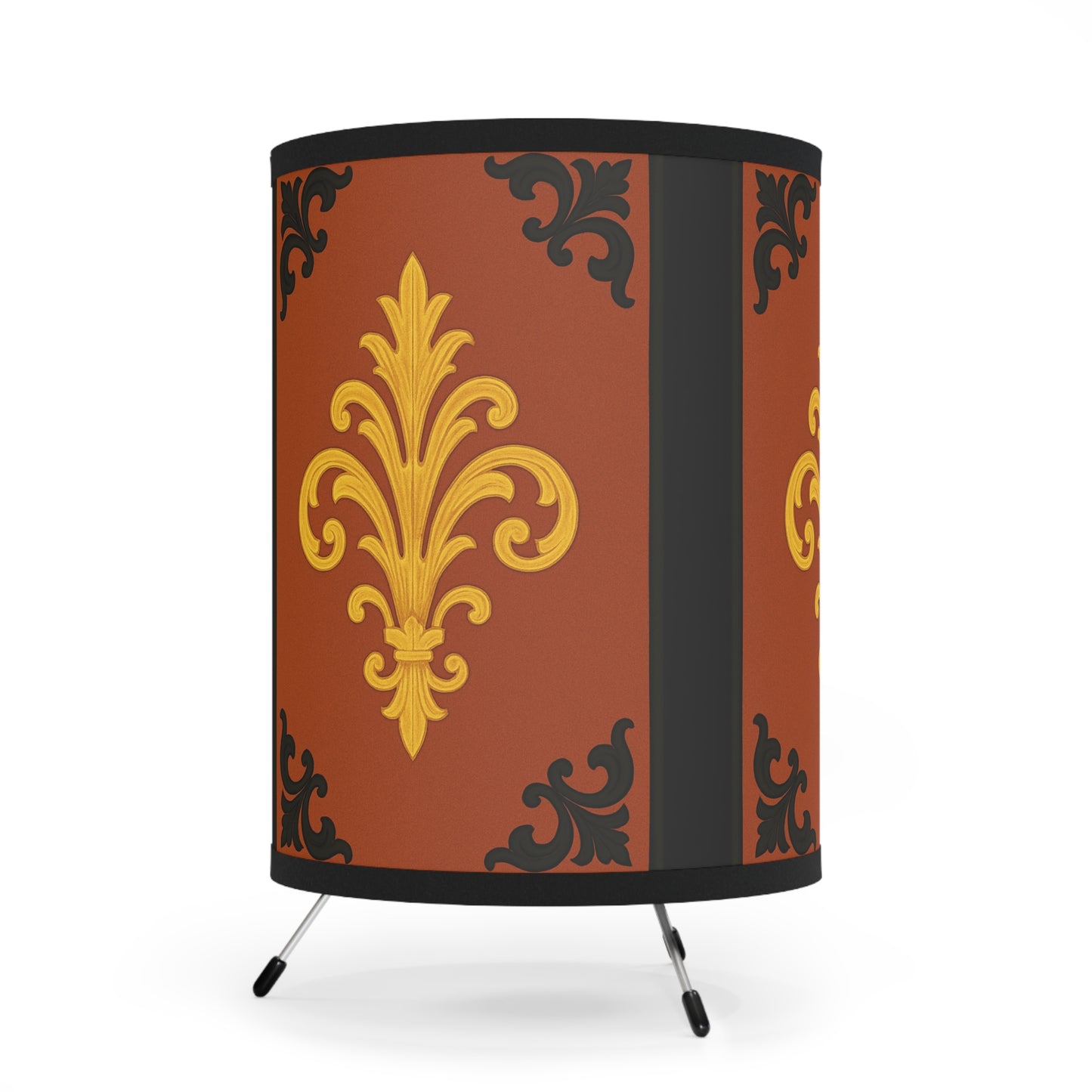 Dusk Terracotta Baroque Table Lamp — Vintage Printed Shade