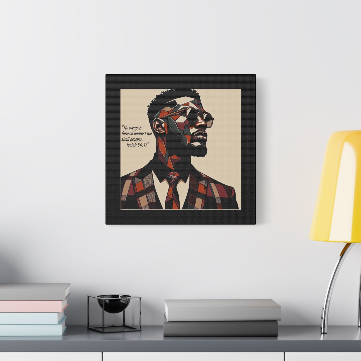 Afro Art Print Canvas, Wall Decor, Satin Stretched Canvas, African American Art, Office Decor, Home Decor - Isaiah 54:17