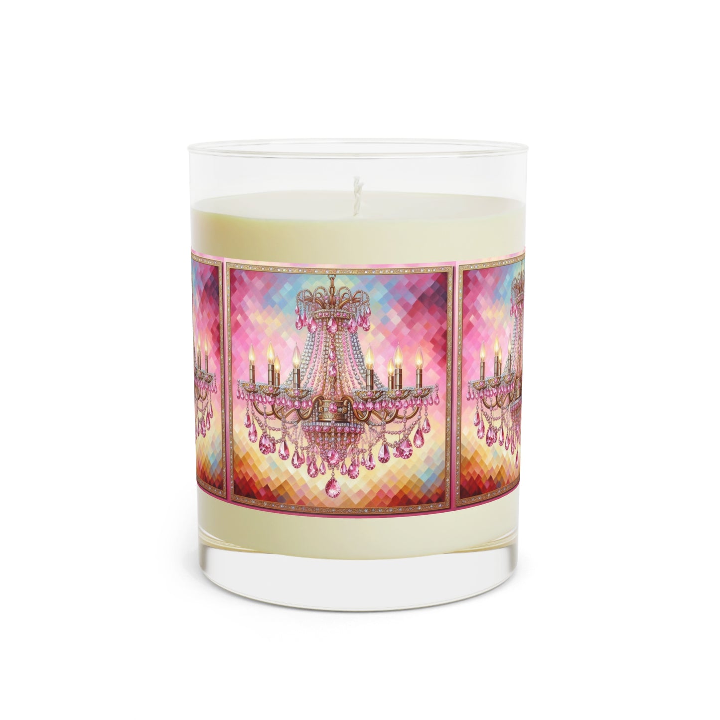 Elegant Chandelier Scented Candle | Aromatherapy, Home Decor, Gift for Her, Birthday, Relaxation, Romantic Atmosphere - Pink Jeweled Chandelier