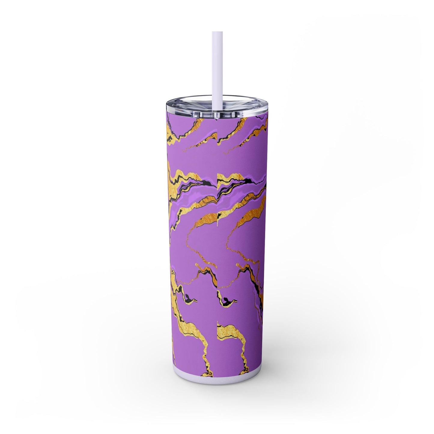 Stylish Marble Lavender Skinny Tumbler, 20oz - Trendy Drinkware for Home, Office, Travel, Gifts, Women, Fashionable Beverages