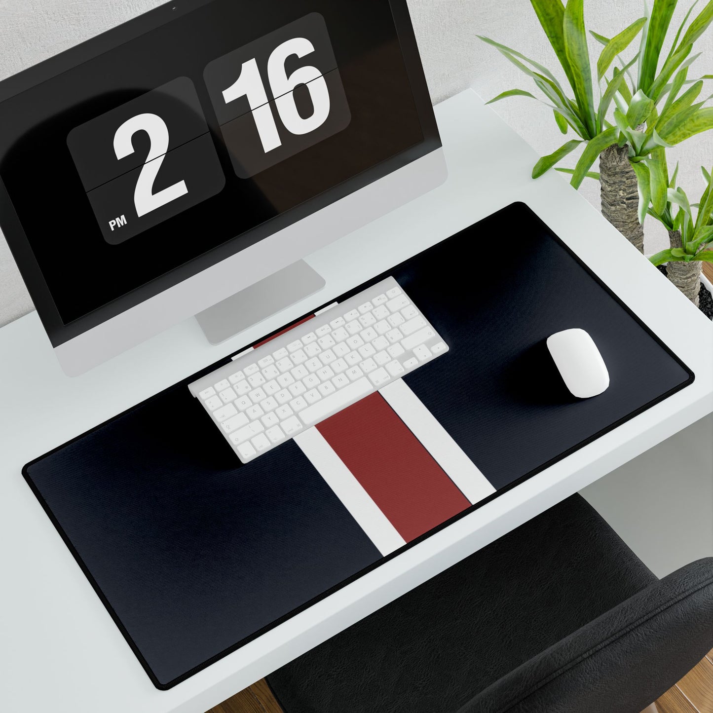 Lunar Midnight & Red-White Striped Stylish Desk Mats for Home Office, Minimalist Desk Accessories, Customizable Workspaces, Perfect Students Gift