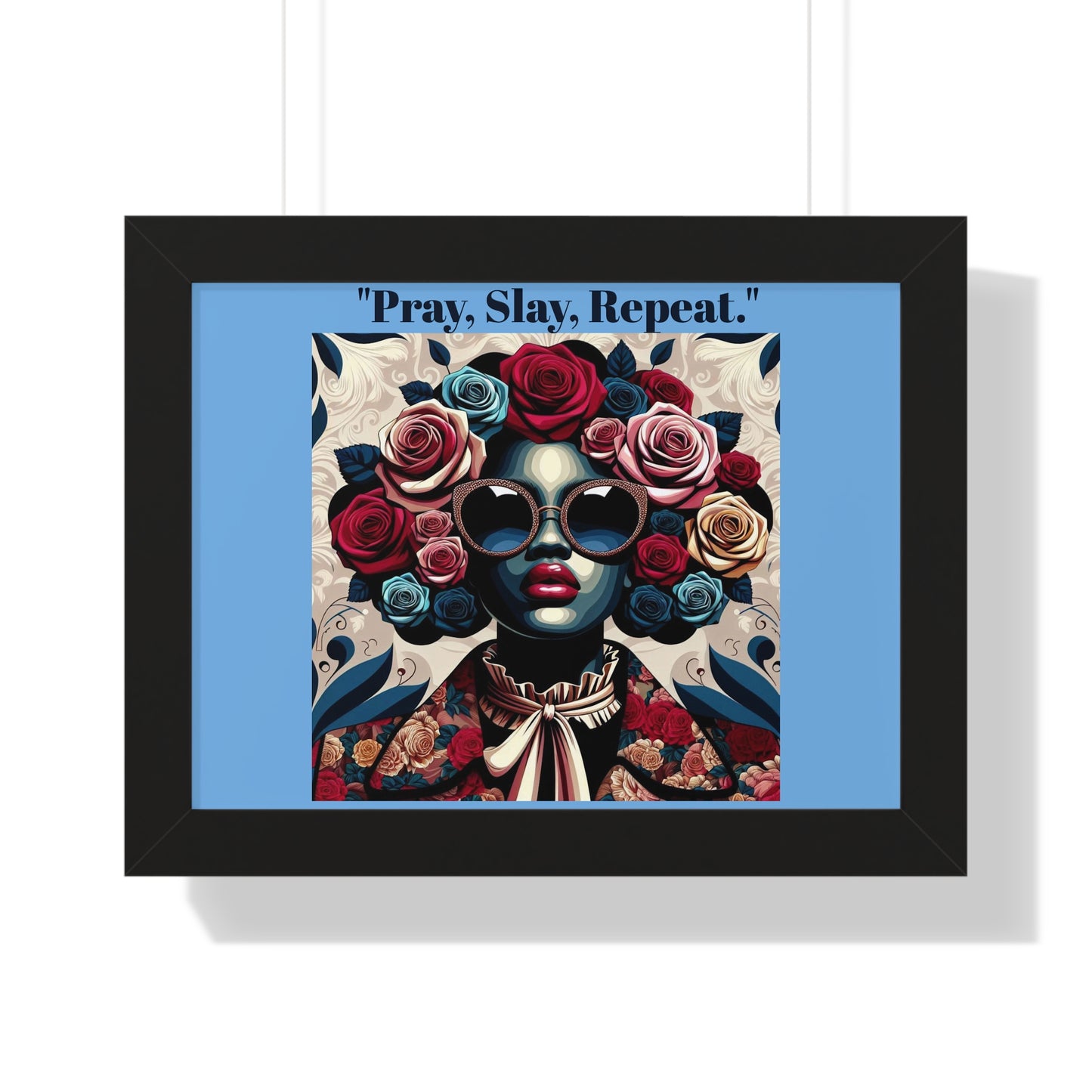 Empowering Art Print – "Pray, Slay, Repeat" Framed Poster for Inspirational Home Decor