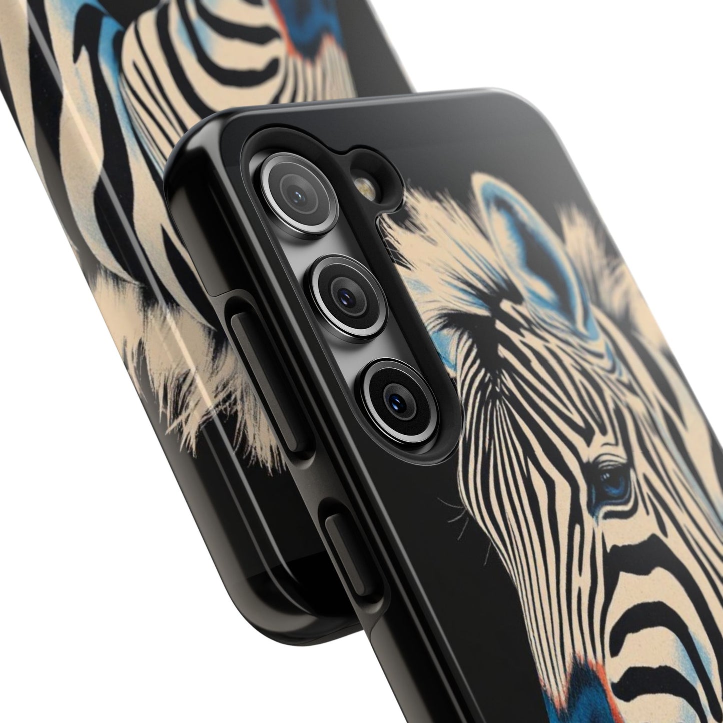 Zebra Tough Phone Case - Trendy Floral Design for Animal Lovers - Blue Zebra & Roses