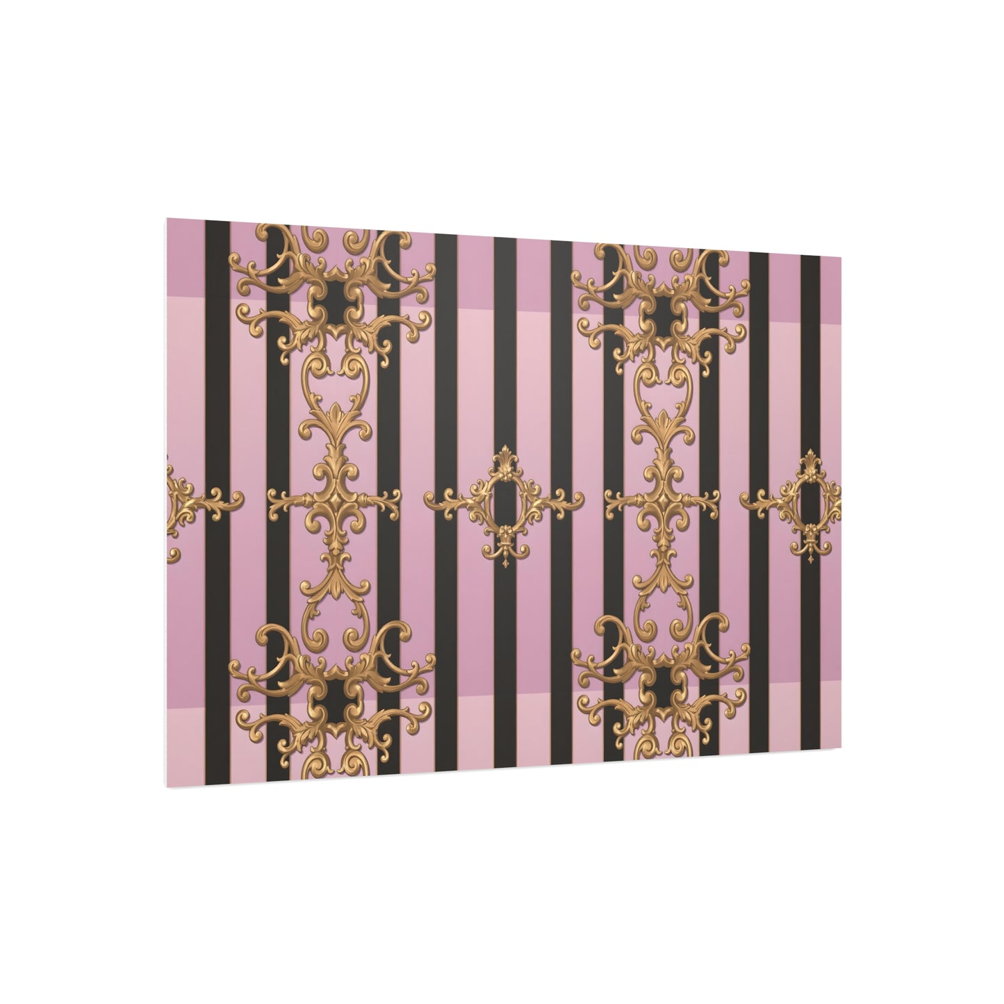 Elegant Decorative Foam Board | Wall Art, Home Decor, Office Accent, Gift Idea, Event Decoration - Lavender Ombre Striped Gold Baroque
