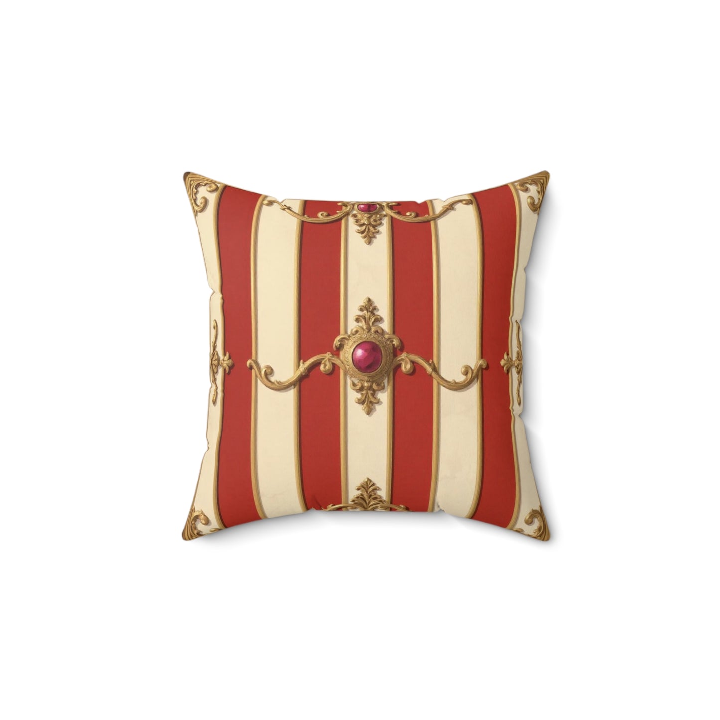 Elegant Faux Suede Throw Pillow – Regal Striped Design for Living Room Decor - Alabaster & Dusk Orange Striped Baroque