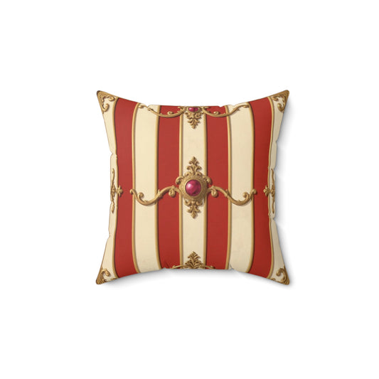 Elegant Faux Suede Throw Pillow – Regal Striped Design for Living Room Decor - Alabaster & Dusk Orange Striped Baroque