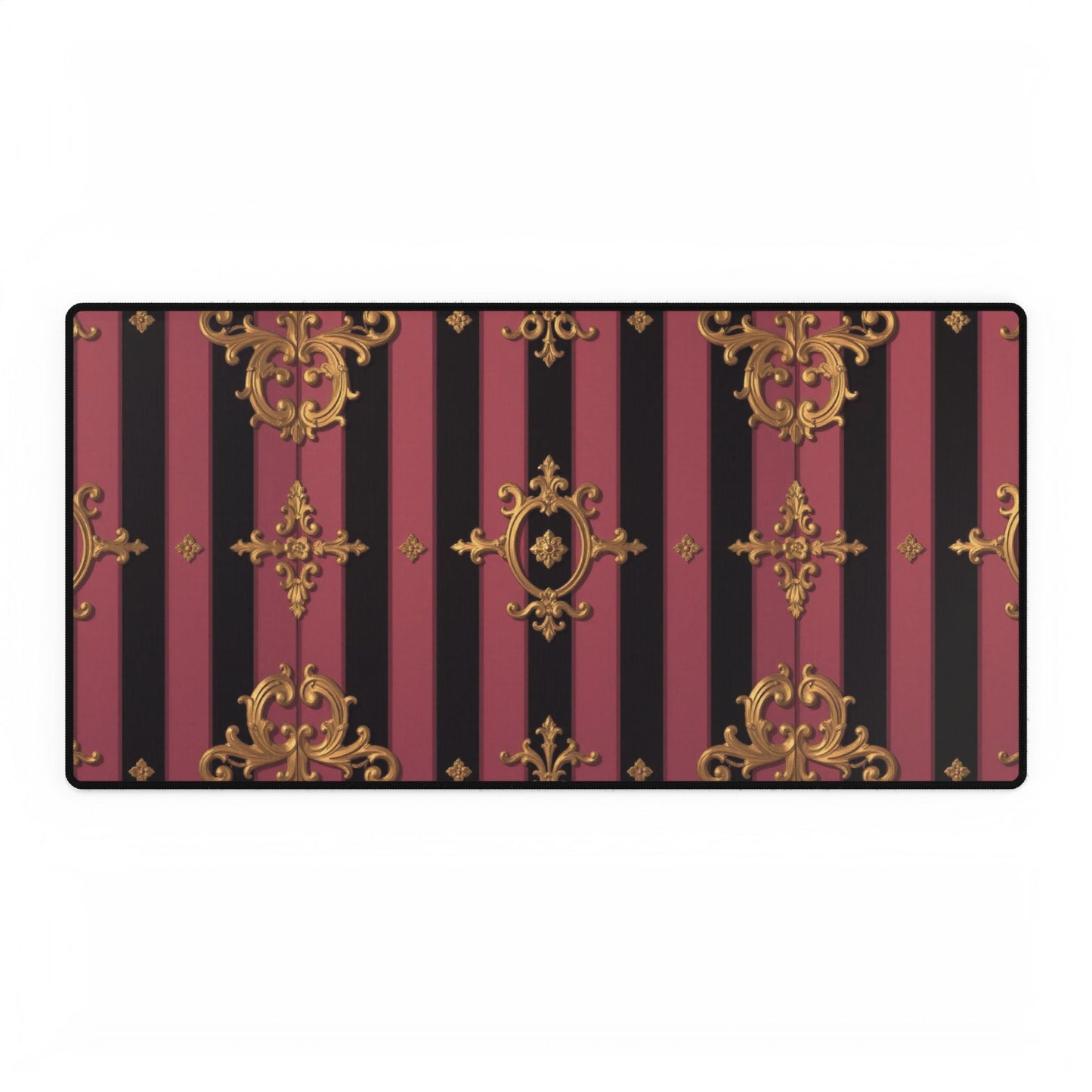Elegant Black & Mauve Striped Gold Baroque Desk Mat - Stylish Workspace Decor, Office Organizer, Desk Accessory, Gift for Her