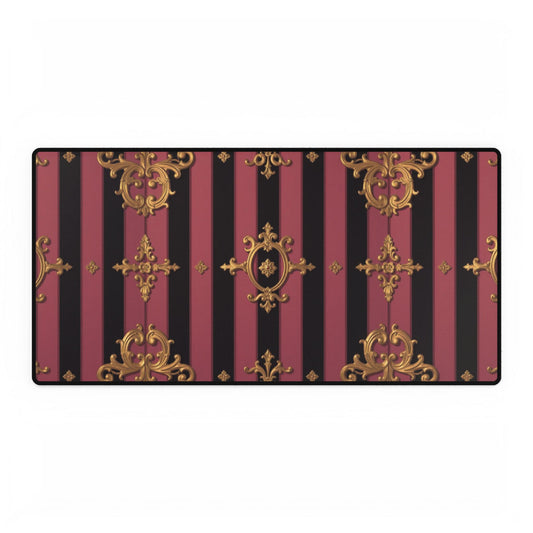 Elegant Black & Mauve Striped Gold Baroque Desk Mat - Stylish Workspace Decor, Office Organizer, Desk Accessory, Gift for Her