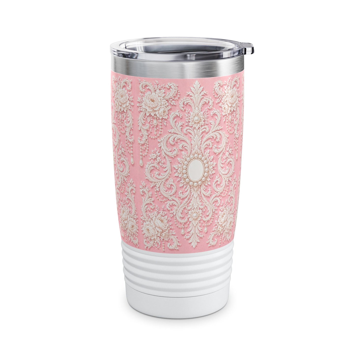 Pink Rococo 20oz Tumbler – Elegant Floral Insulated Travel Cup