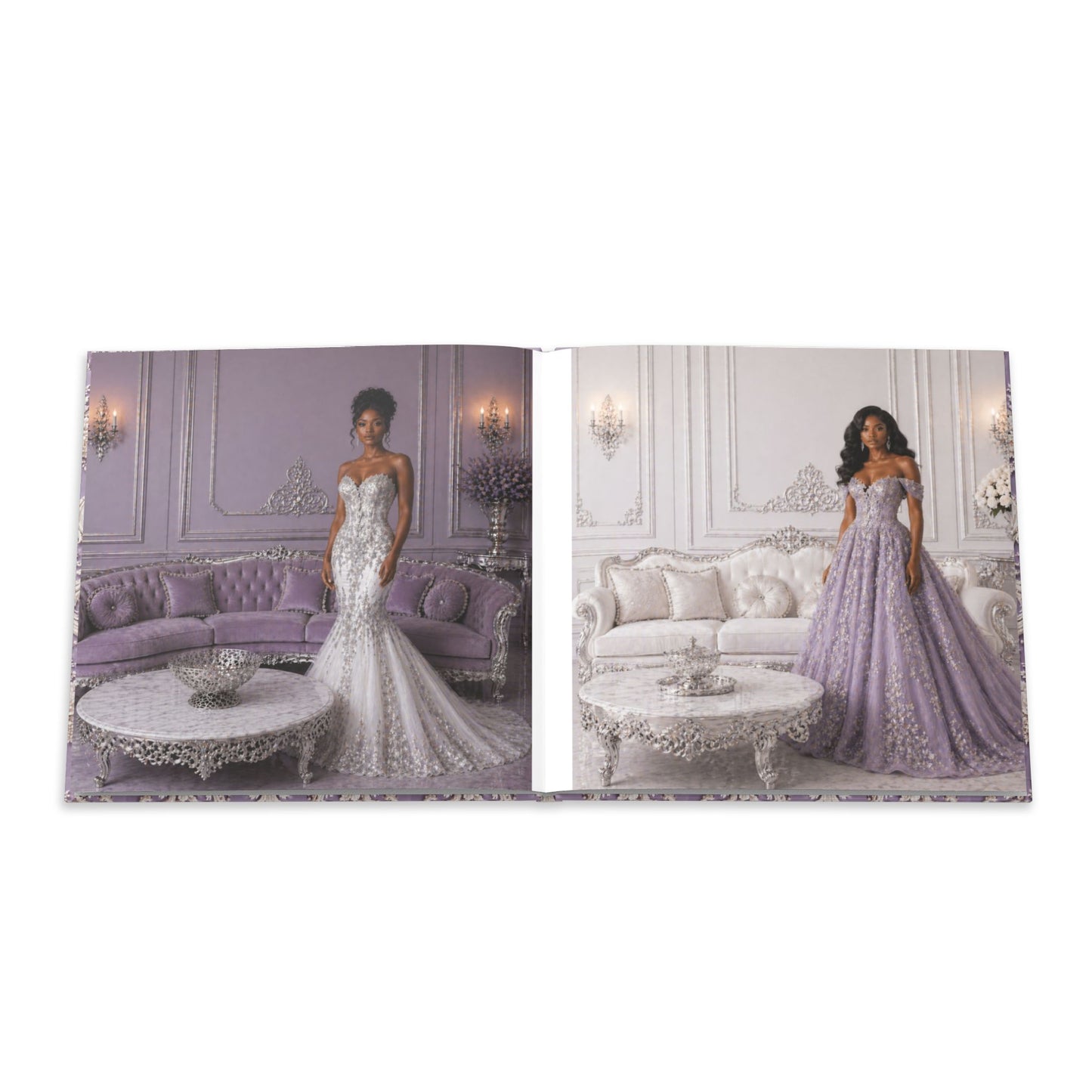 High Fashion Photos Featuring Ball Gowns - Lavender Rococo Hardcover Photo Book — Elegant Vintage-Style Keepsake