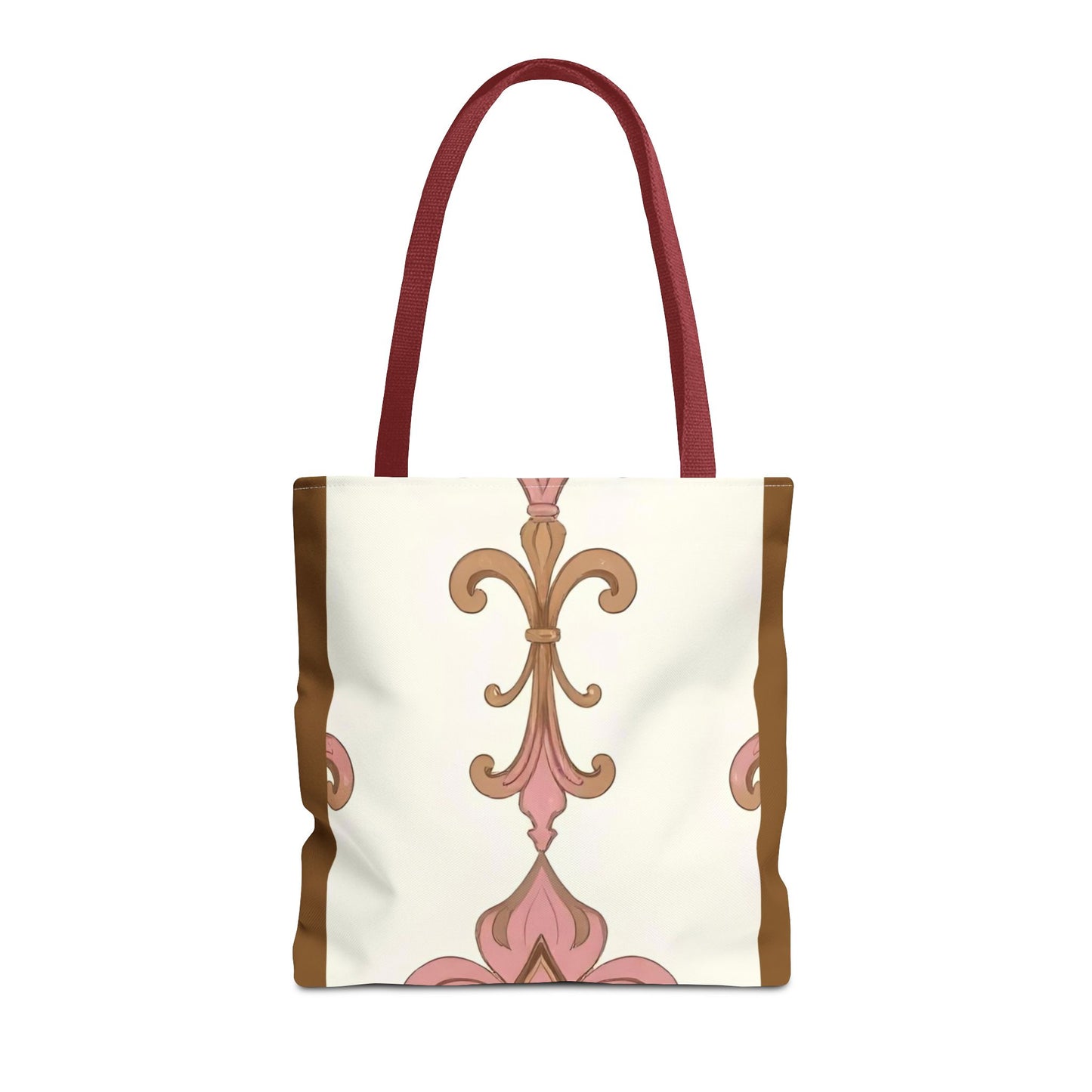 Elegant Floral Tote Bag - Perfect for Everyday Use, Shopping, Gifts, Summer Outings, and Special Occasions - Brown Striped Pink Arabesque